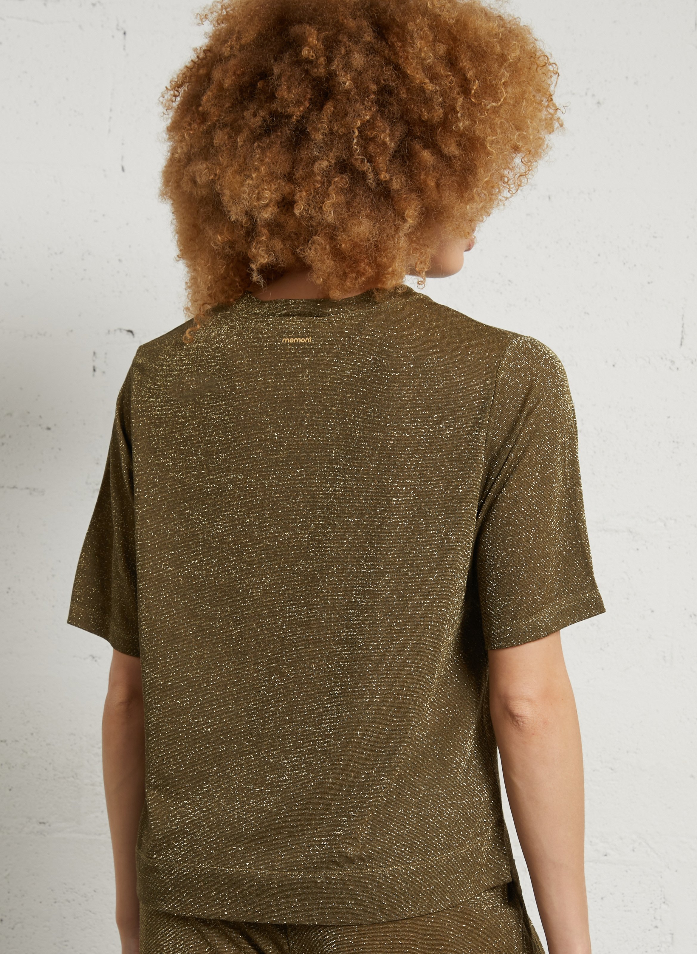T-Shirt mit Rundhalsausschnitt und Pailletten MOMONI Braun