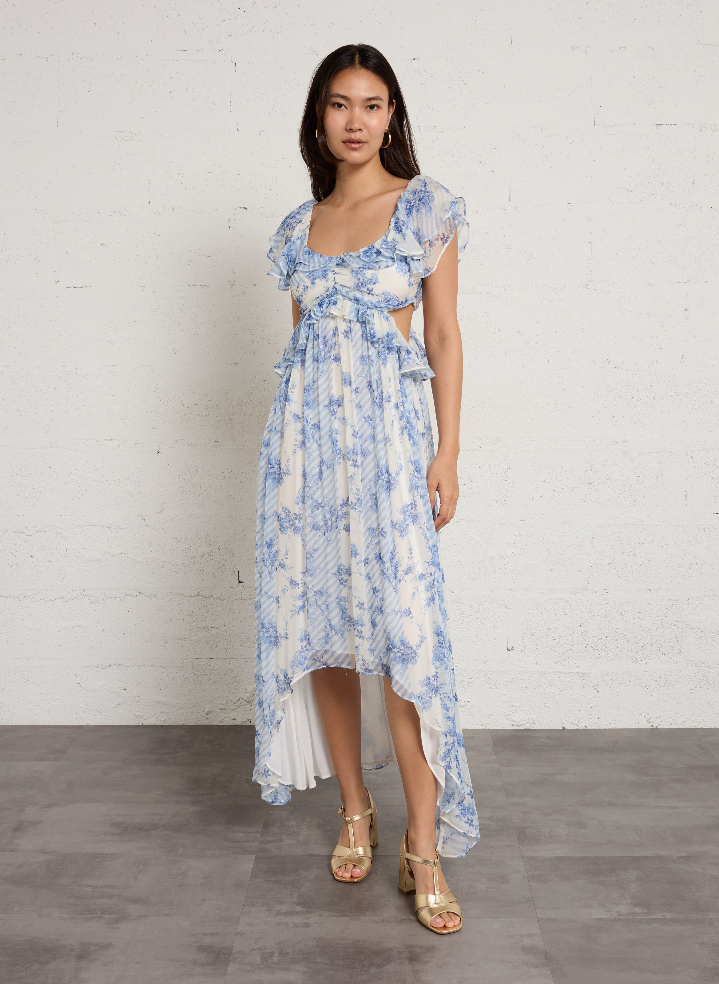 Robe longue imprimée BERENICE Bleu