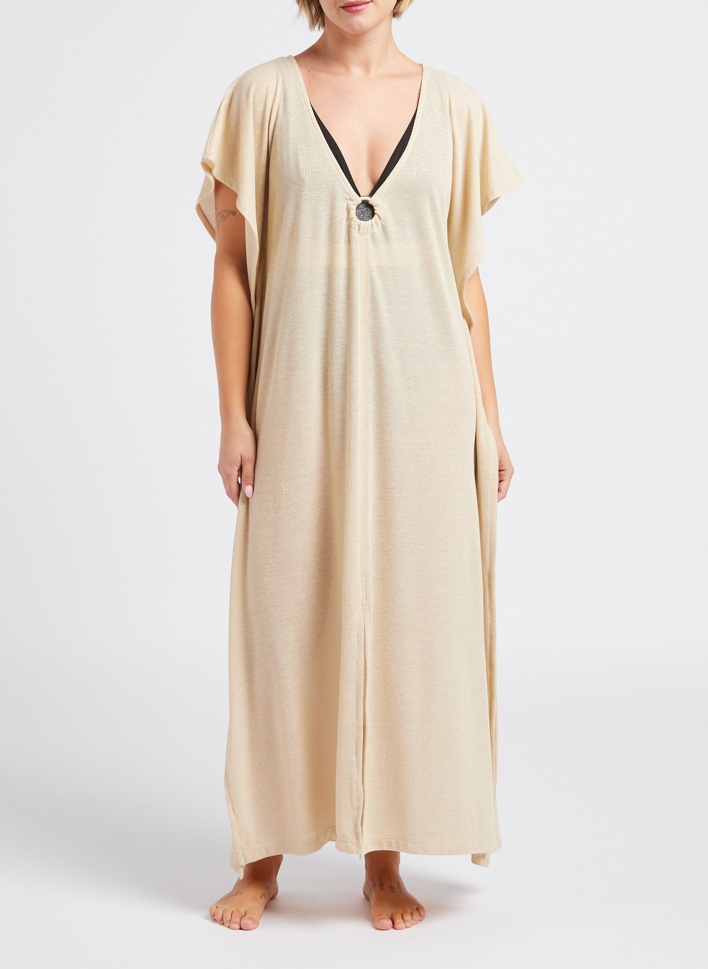 Metallic beach tunic LIVIA Beige