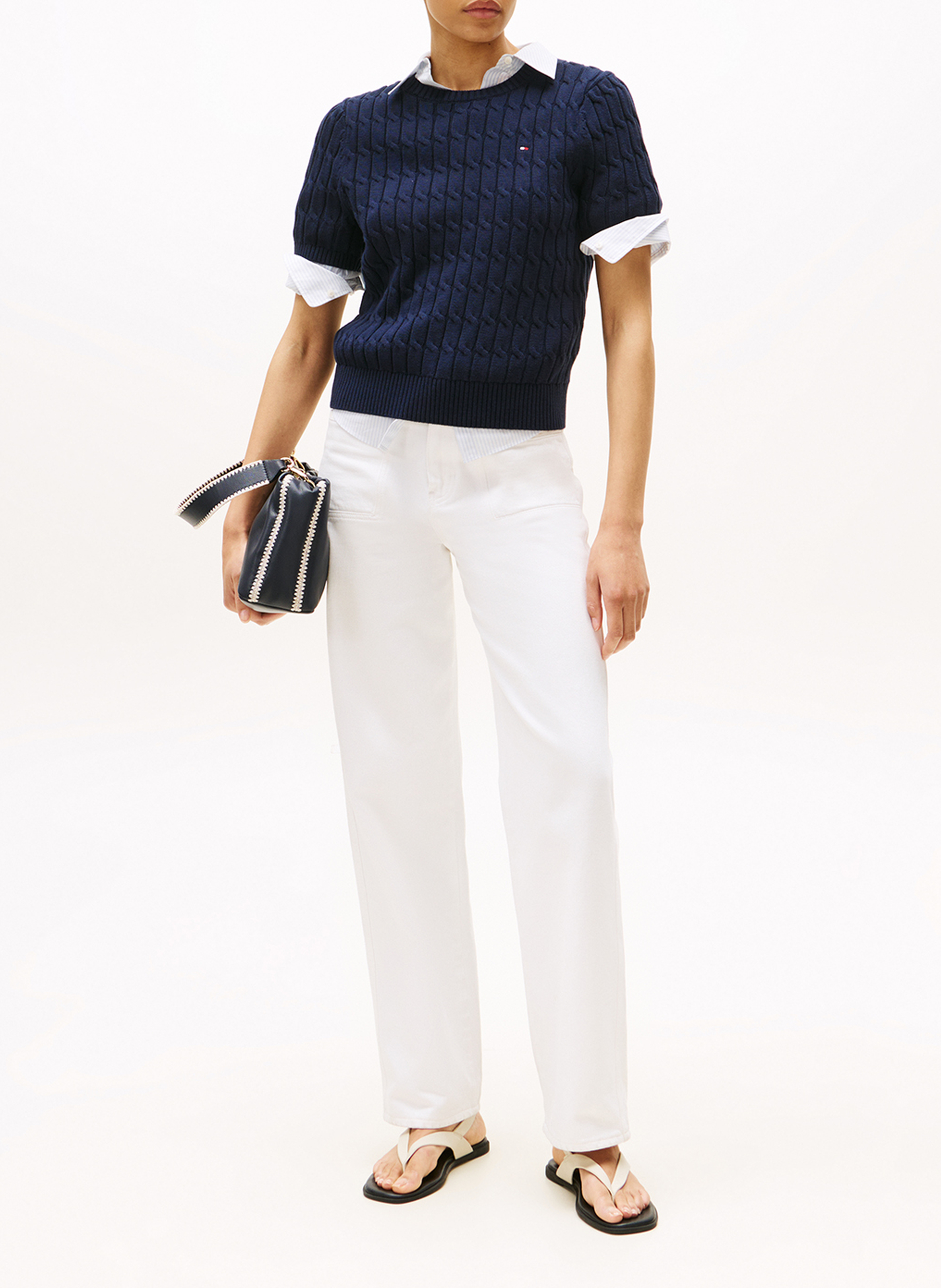 Rundhalsausschnitt-Pullover aus Baumwolle TOMMY HILFIGER Blau