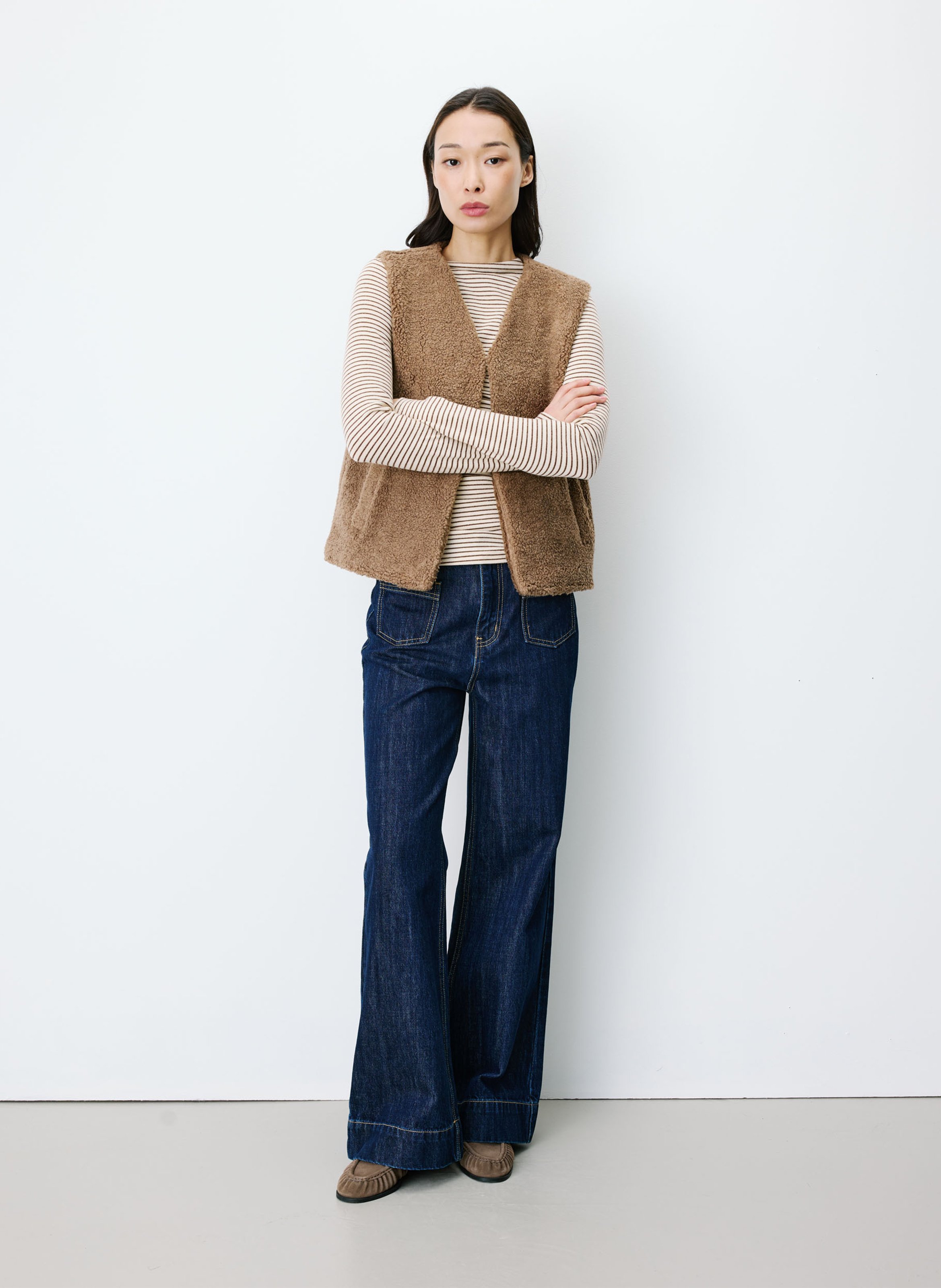 Veste sans manches en shearling synthétique GRACE ET MILA Marron