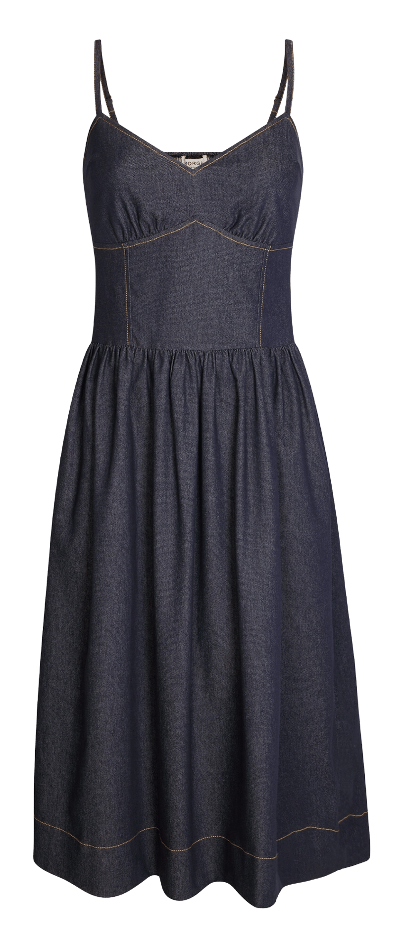 Midi ausgestelltes Baumwollmischkleid MORGAN Blau
