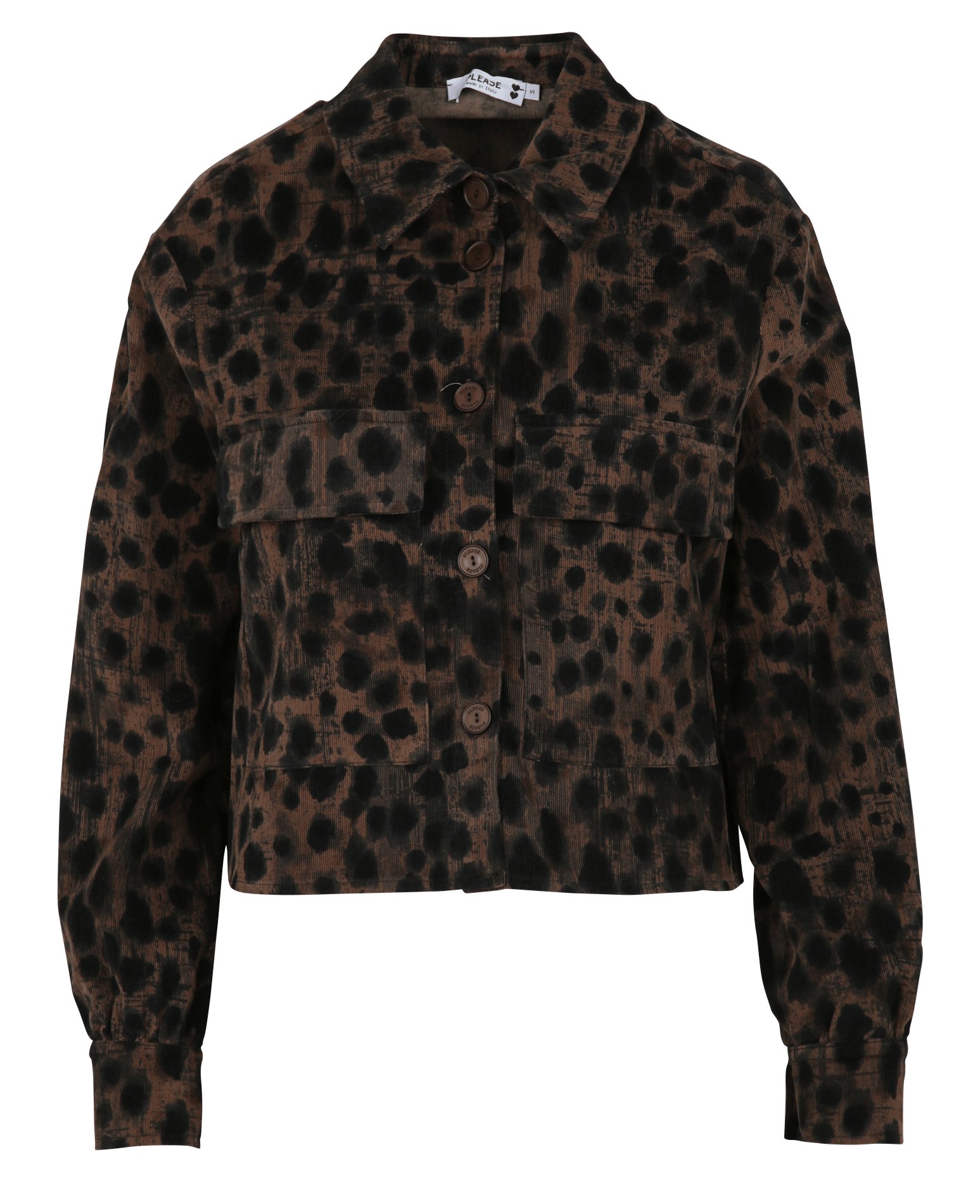 Veste droite courte imprimée PLEASE Marron