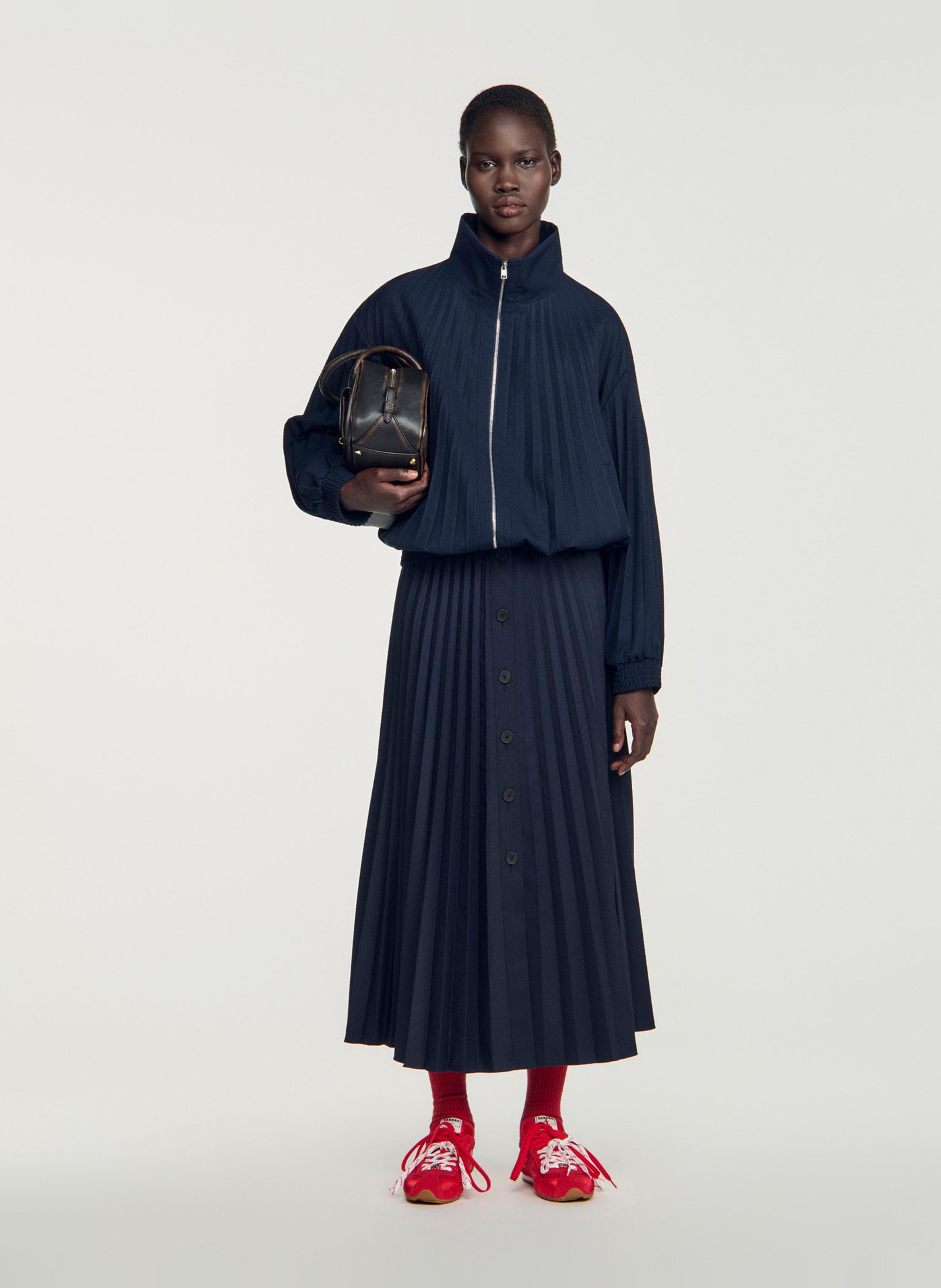 Oversized geplooide jas SANDRO Blauw