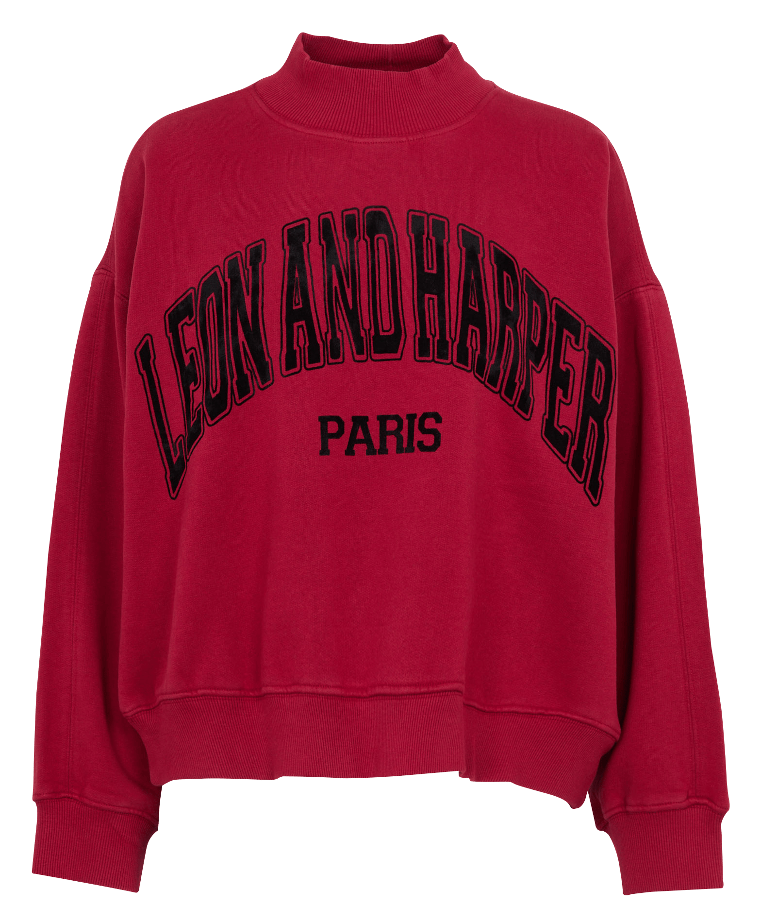 Weites Sweatshirt mit Stehkragen und bedrucktem Muster aus Baumwollmischung. LEON & HARPER Rot