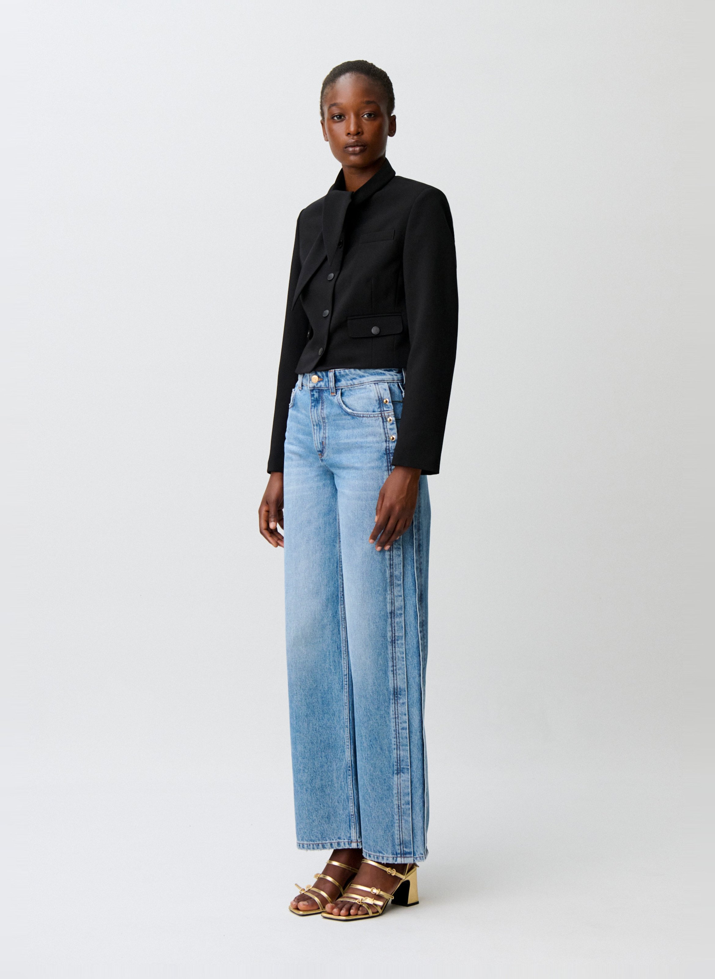 Gerade geschnittene Jacke mit Lavallière-Kragen CLAUDIE PIERLOT Schwarz