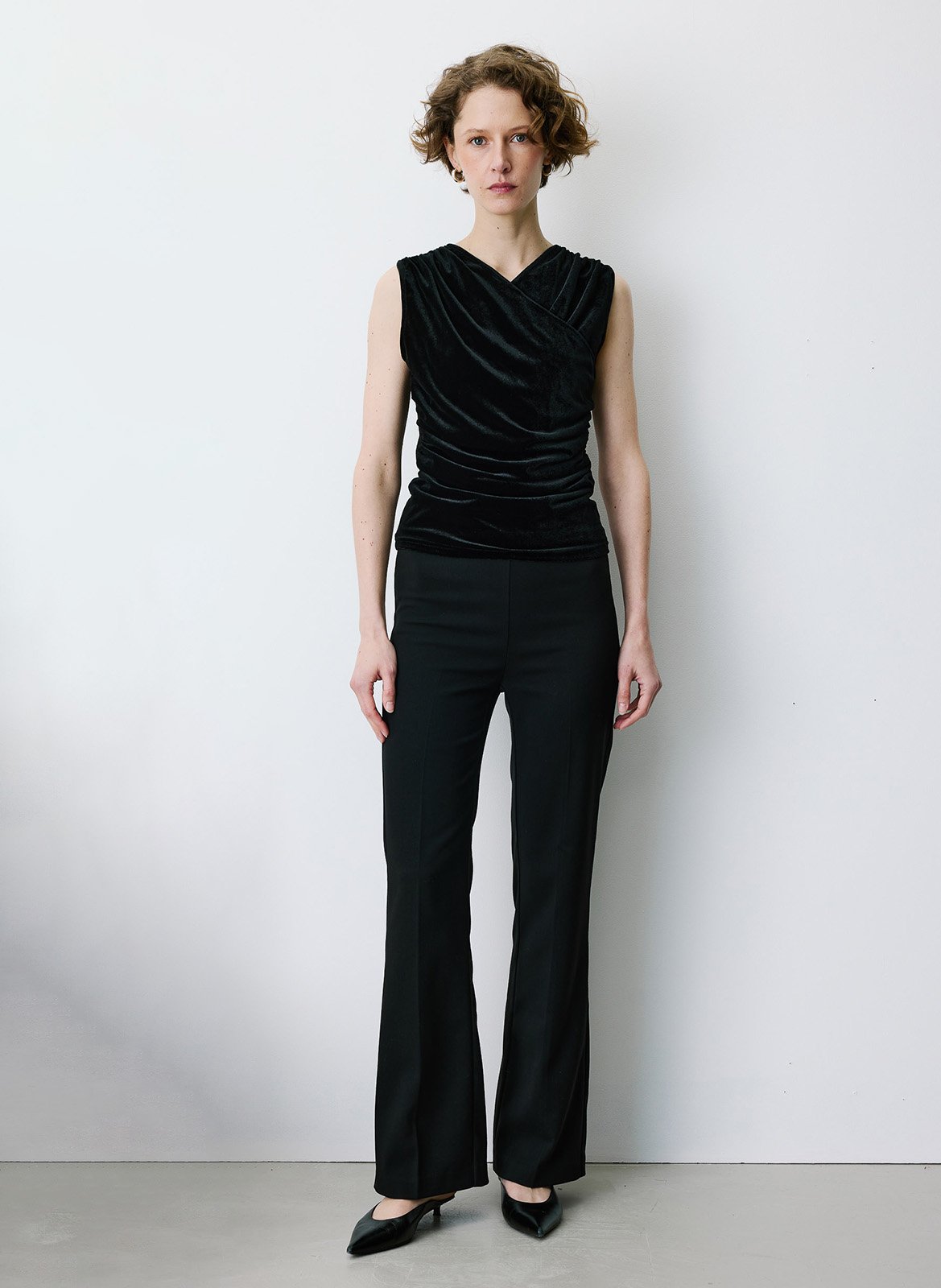 Mouwloze top met V-hals van fluweel | Zwart GRACE ET MILA Dames