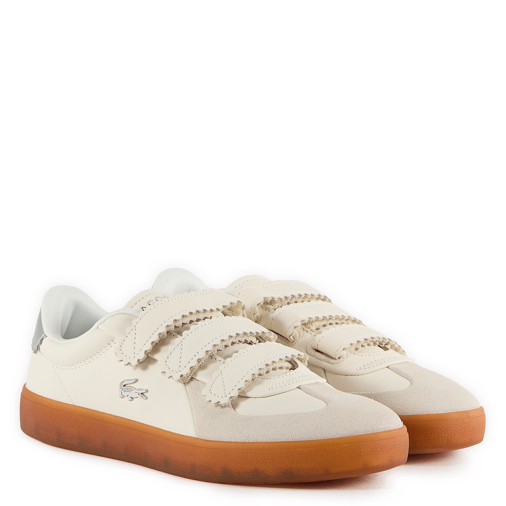 Baskets basses à scratch en cuir LACOSTE Blanc