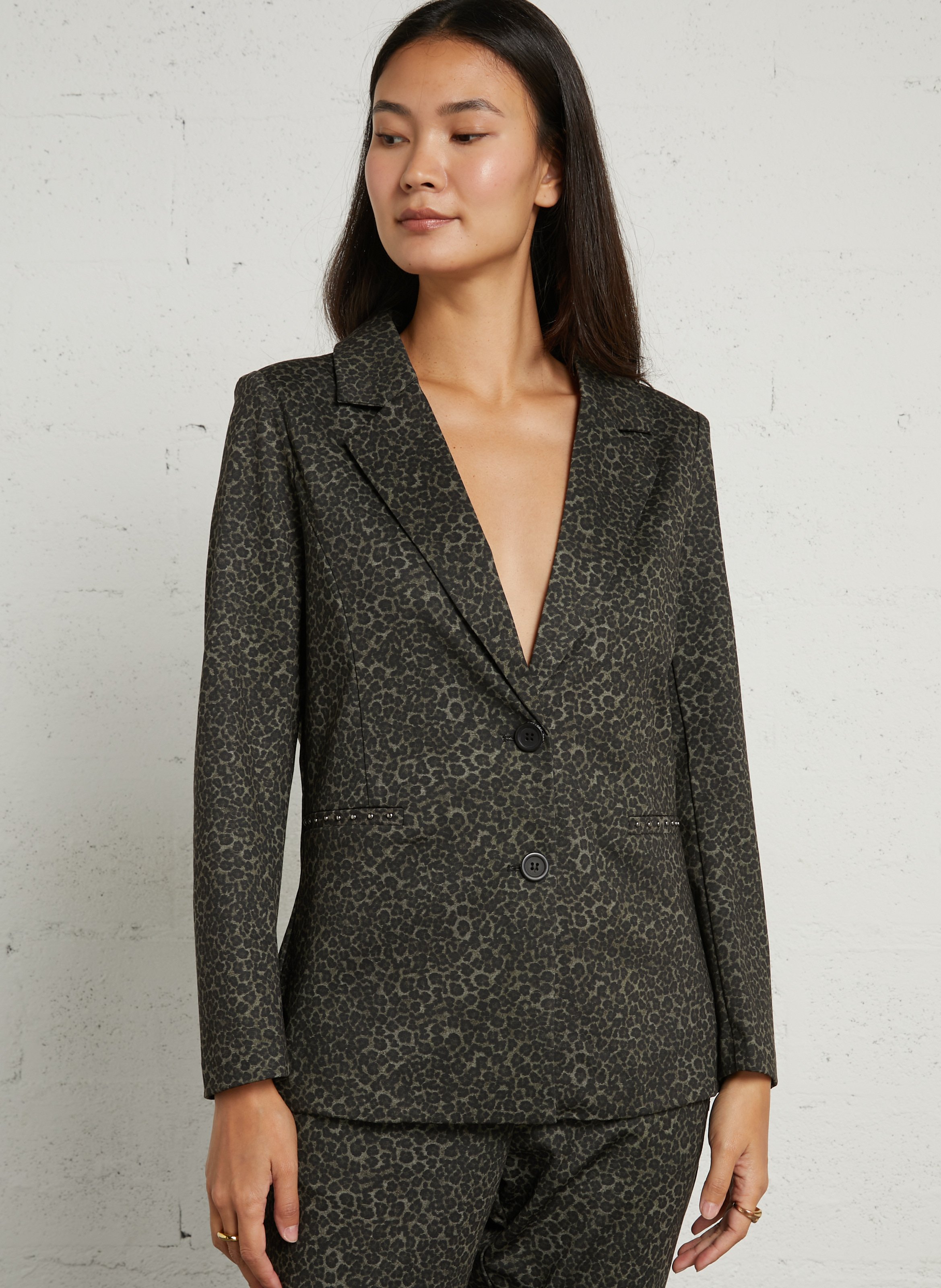Veste de tailleur à imprimé animal LE TEMPS DES CERISES Vert