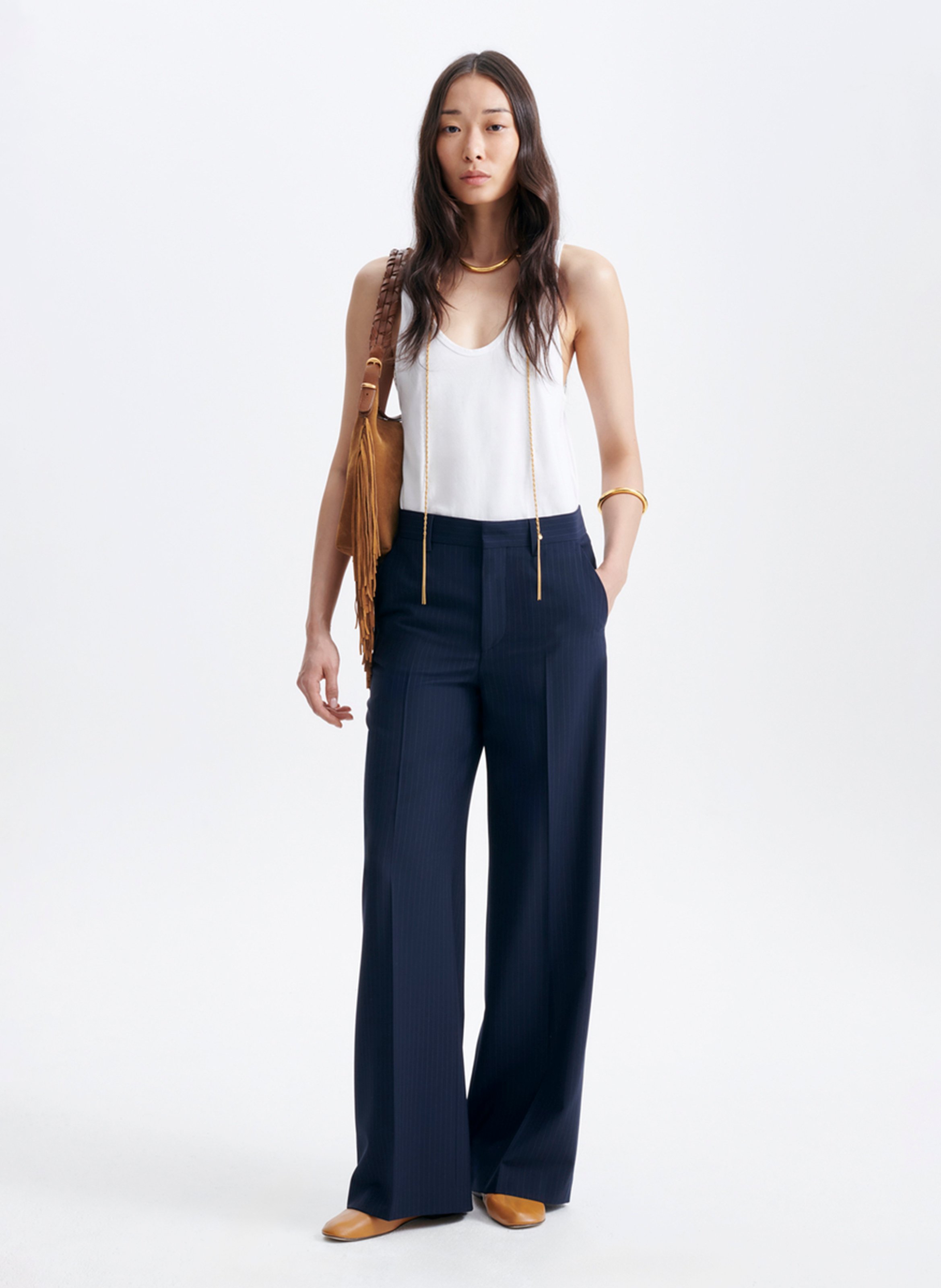 Pinstriped tailored trousers with sharp pleats VANESSA BRUNO Blue