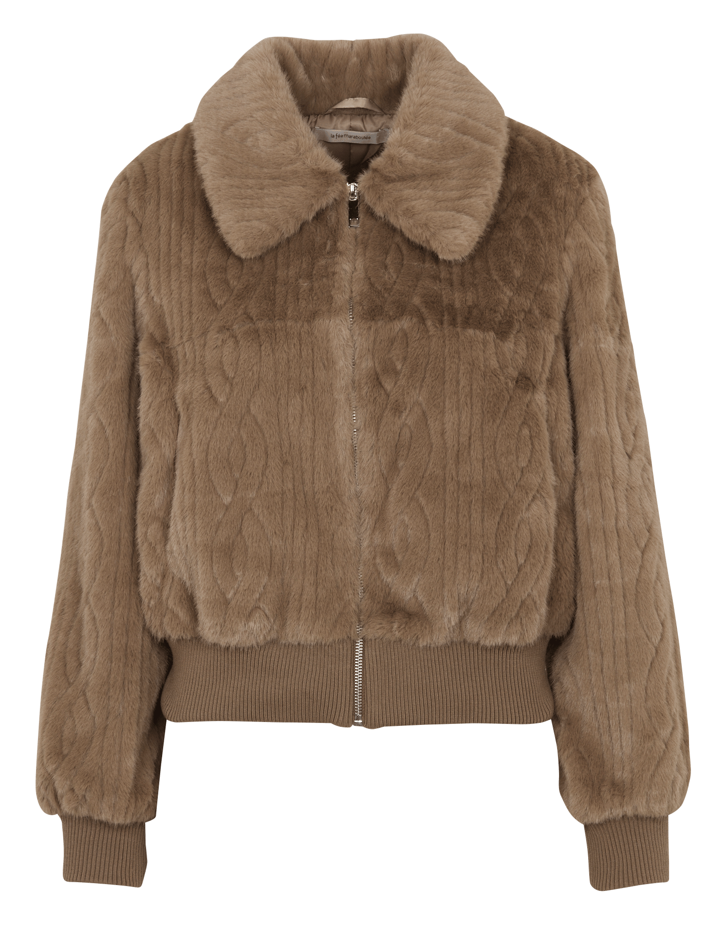 Manteau court effet fausse fourrure LA FEE MARABOUTEE Marron