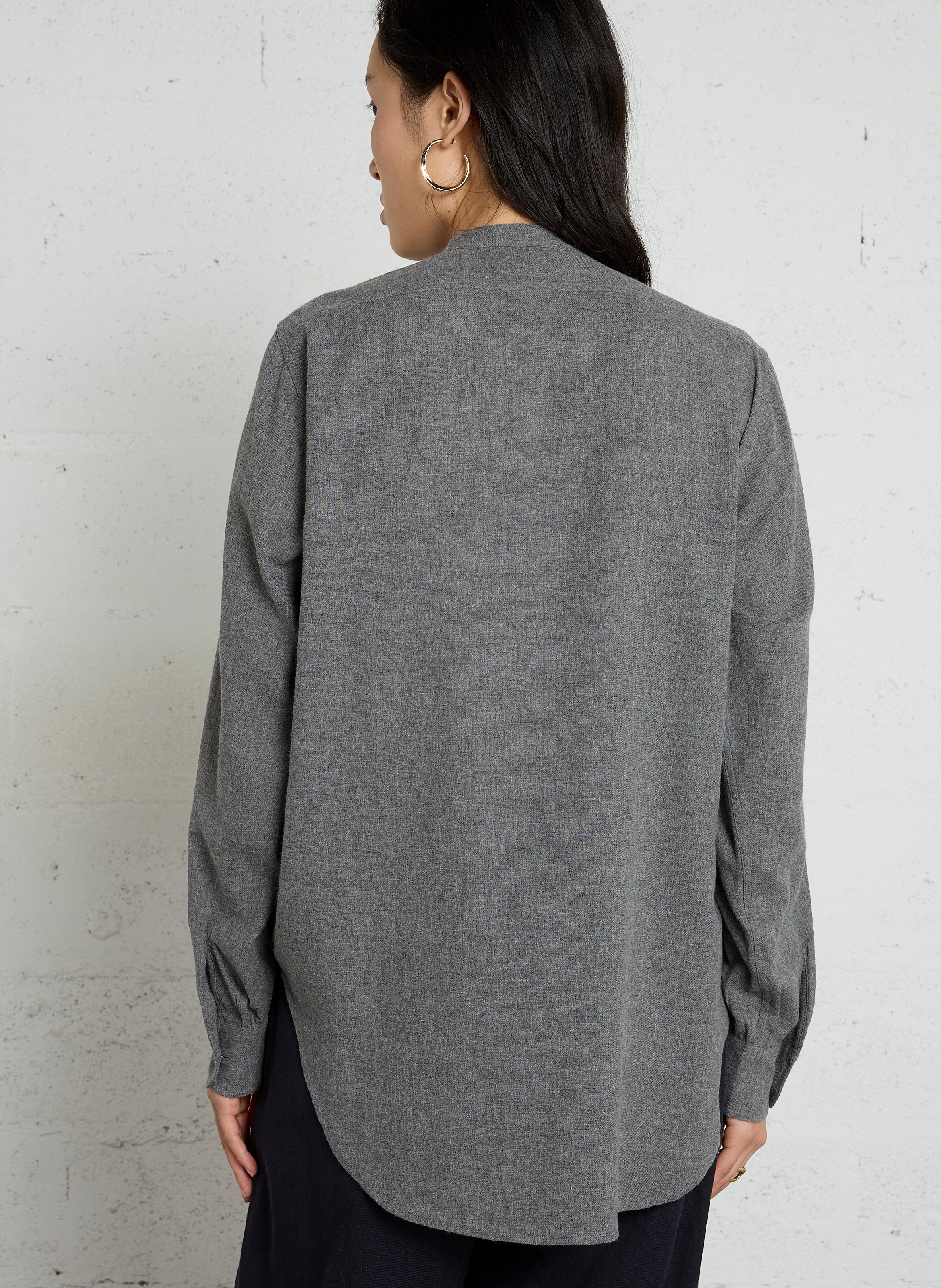 Chemise col officier en coton LAURENCE BRAS Gris