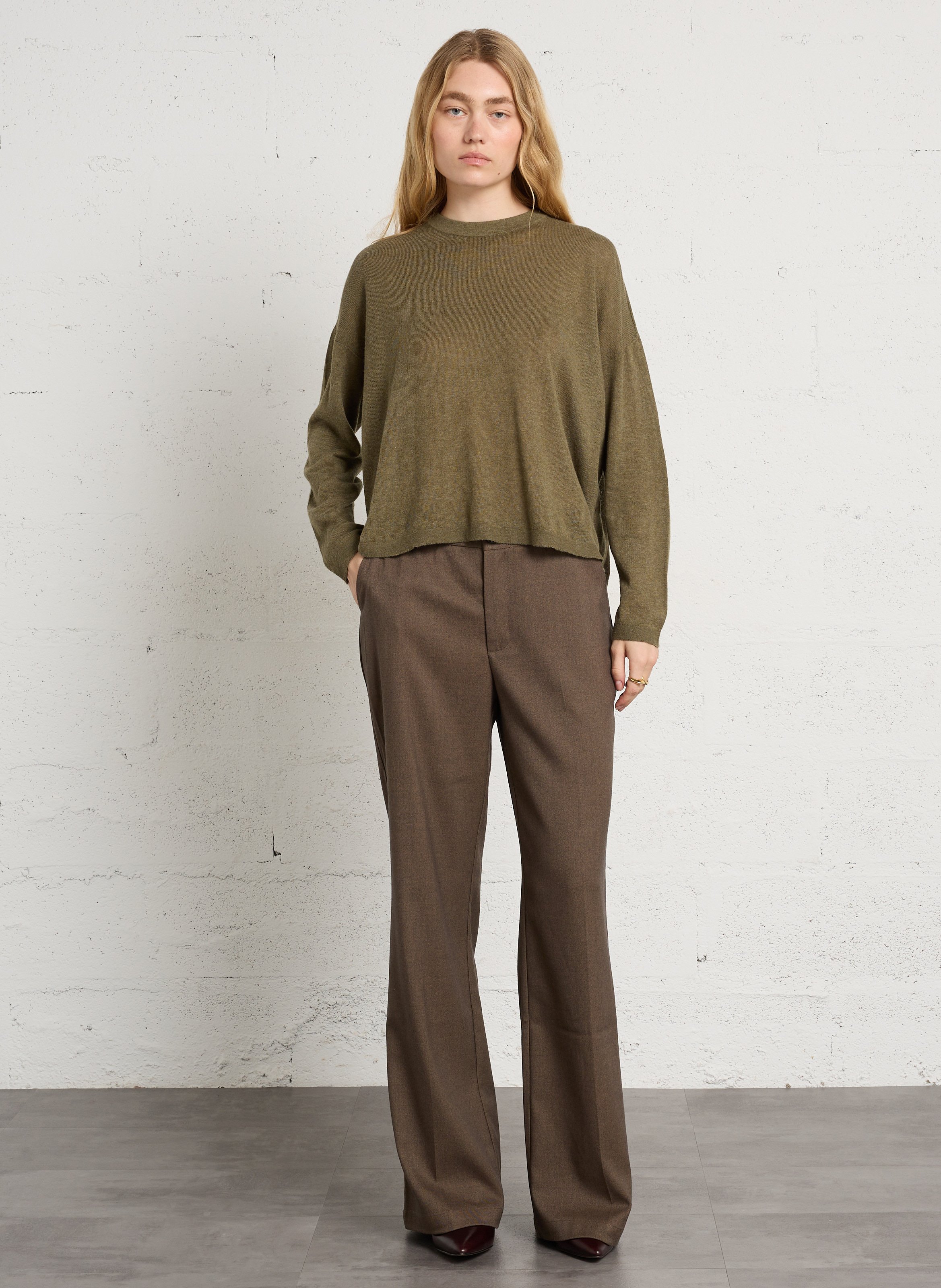Pantalon tailleur large uni SEE U SOON Marron