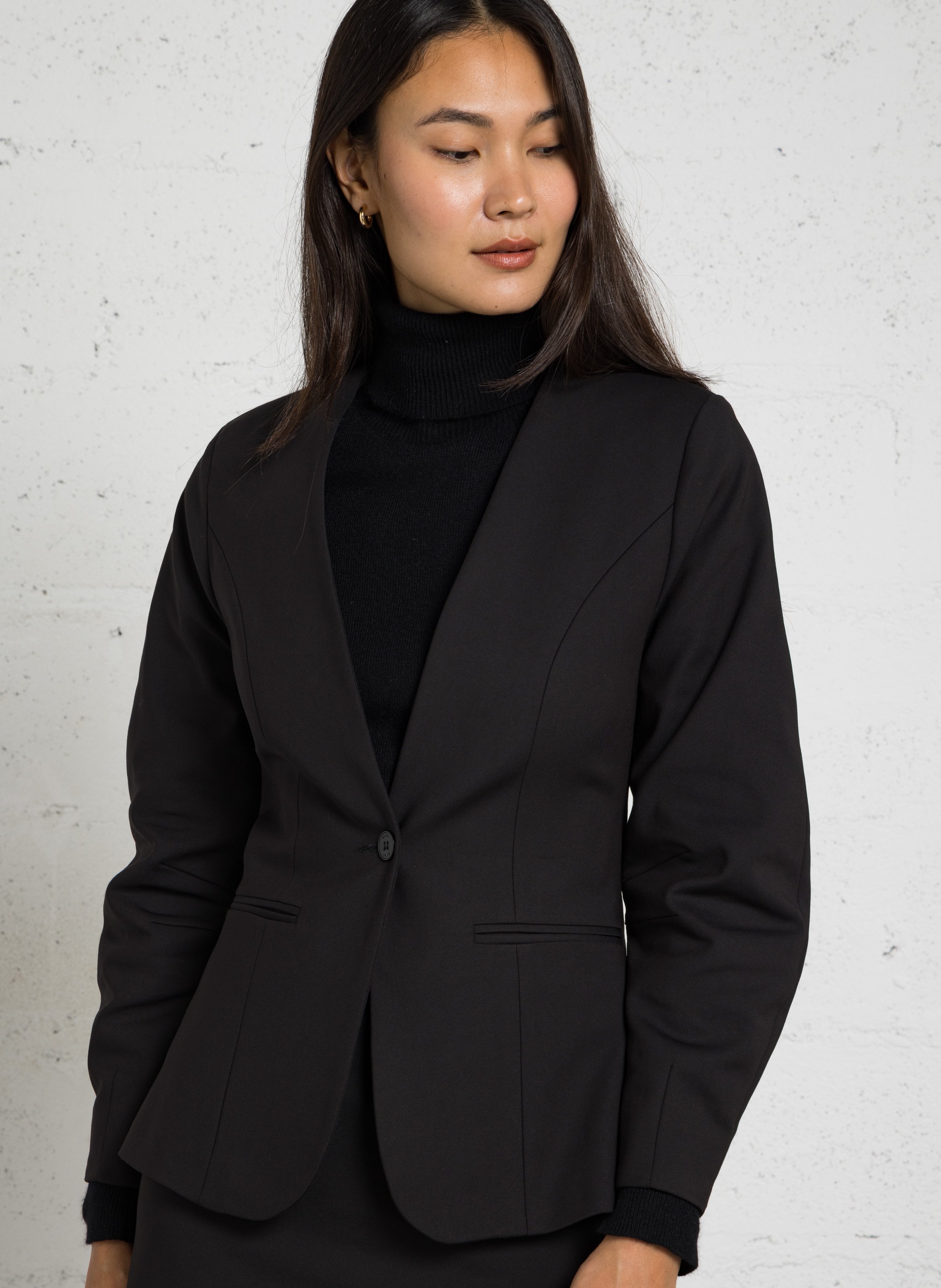 Veste de tailleur cintrée en coton mélangé IKKS Noir