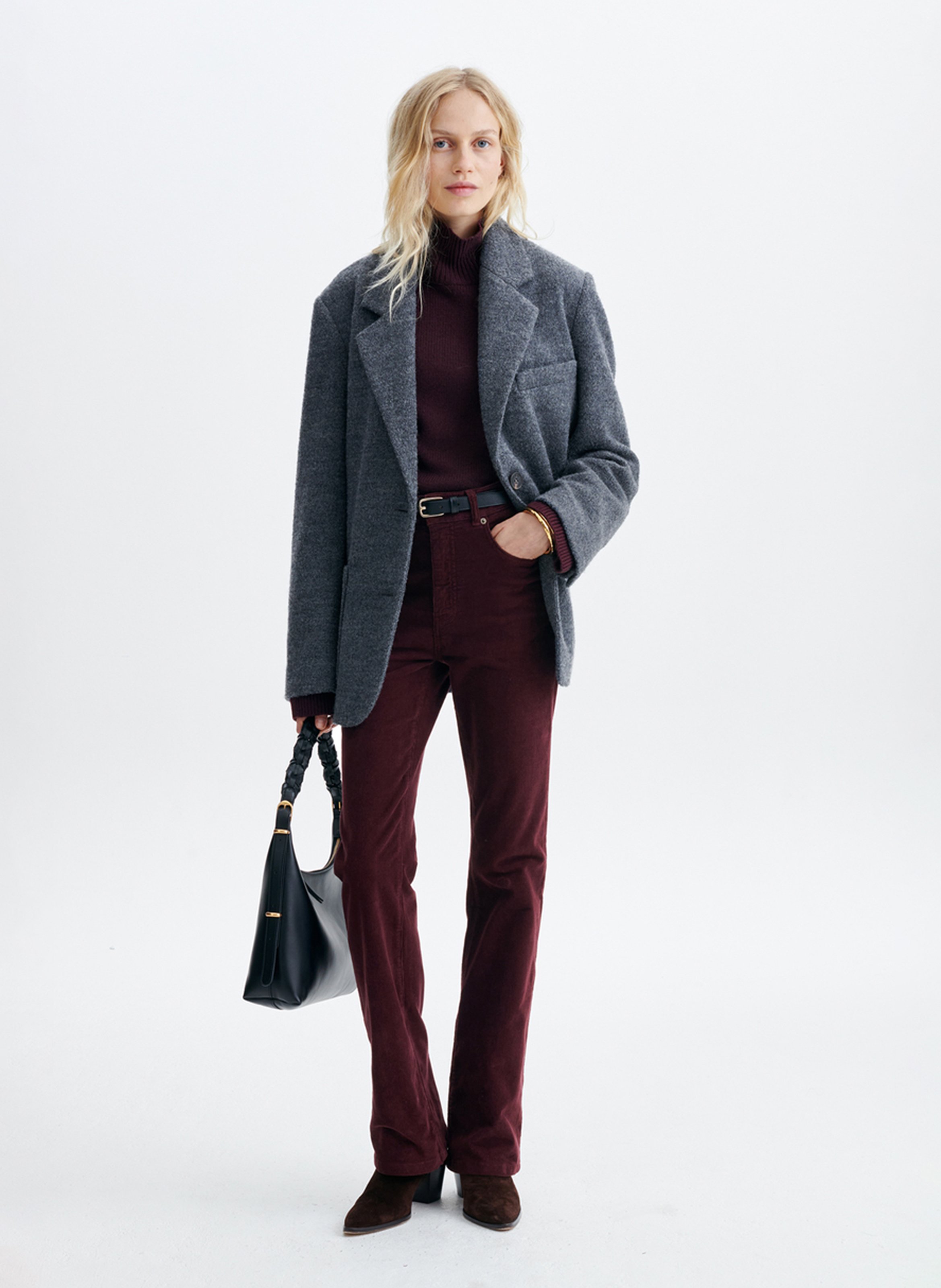 Cotton-blend cardigan with tailored collar VANESSA BRUNO Grey