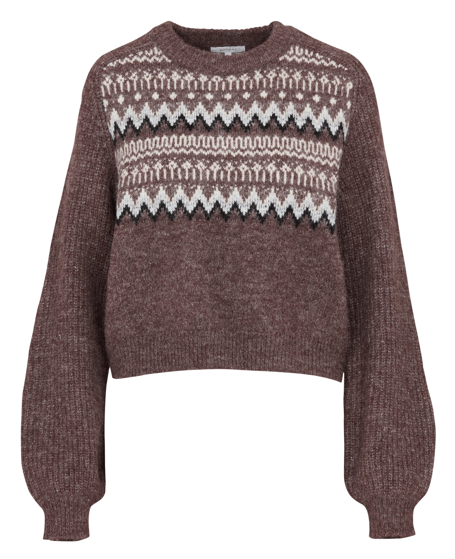 Gerade geschnittener Pullover mit Rundhalsausschnitt und grafischem Jacquardmuster KOOKAI Braun