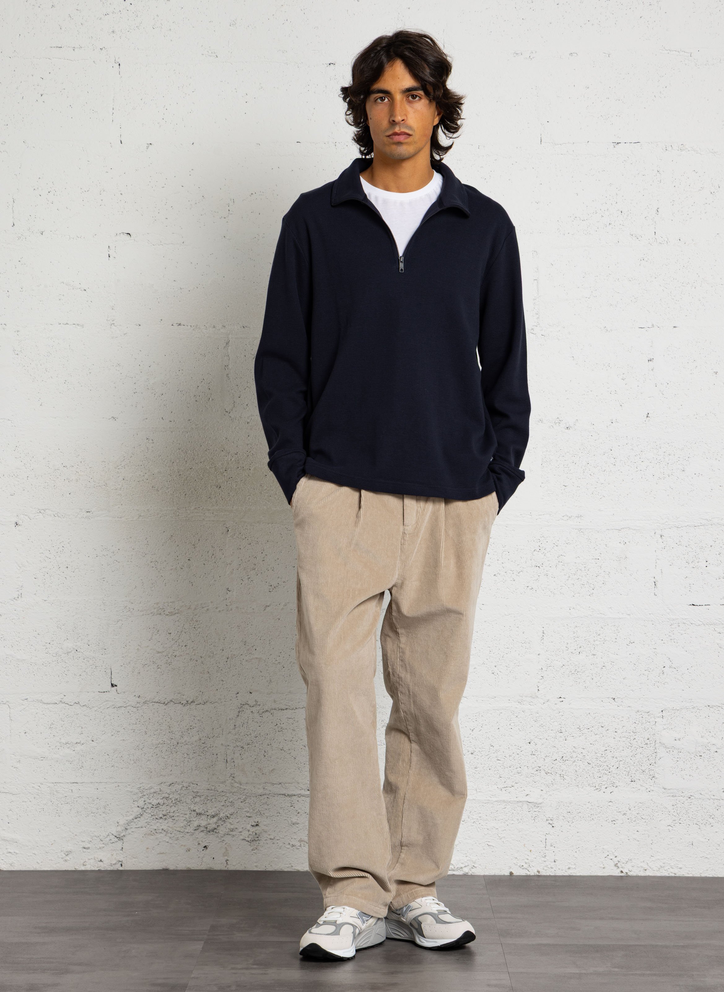 Wide-leg trousers in cotton-blend corduroy CASUAL FRIDAY Beige
