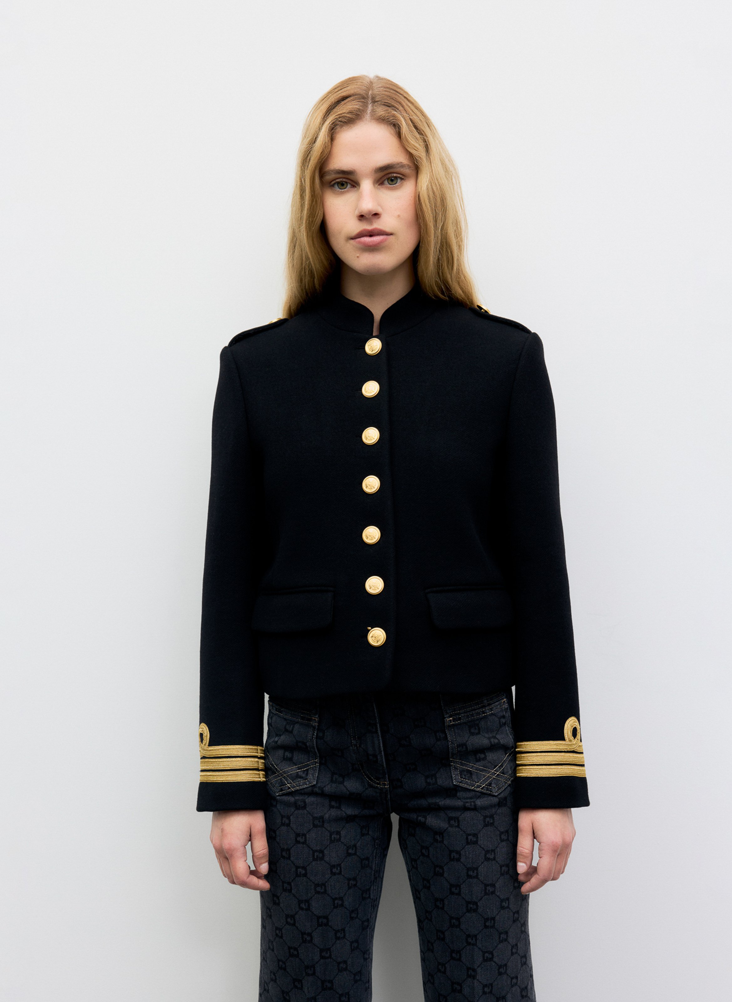 Straight stand-collar jacket in a wool blend GERARD DAREL Black