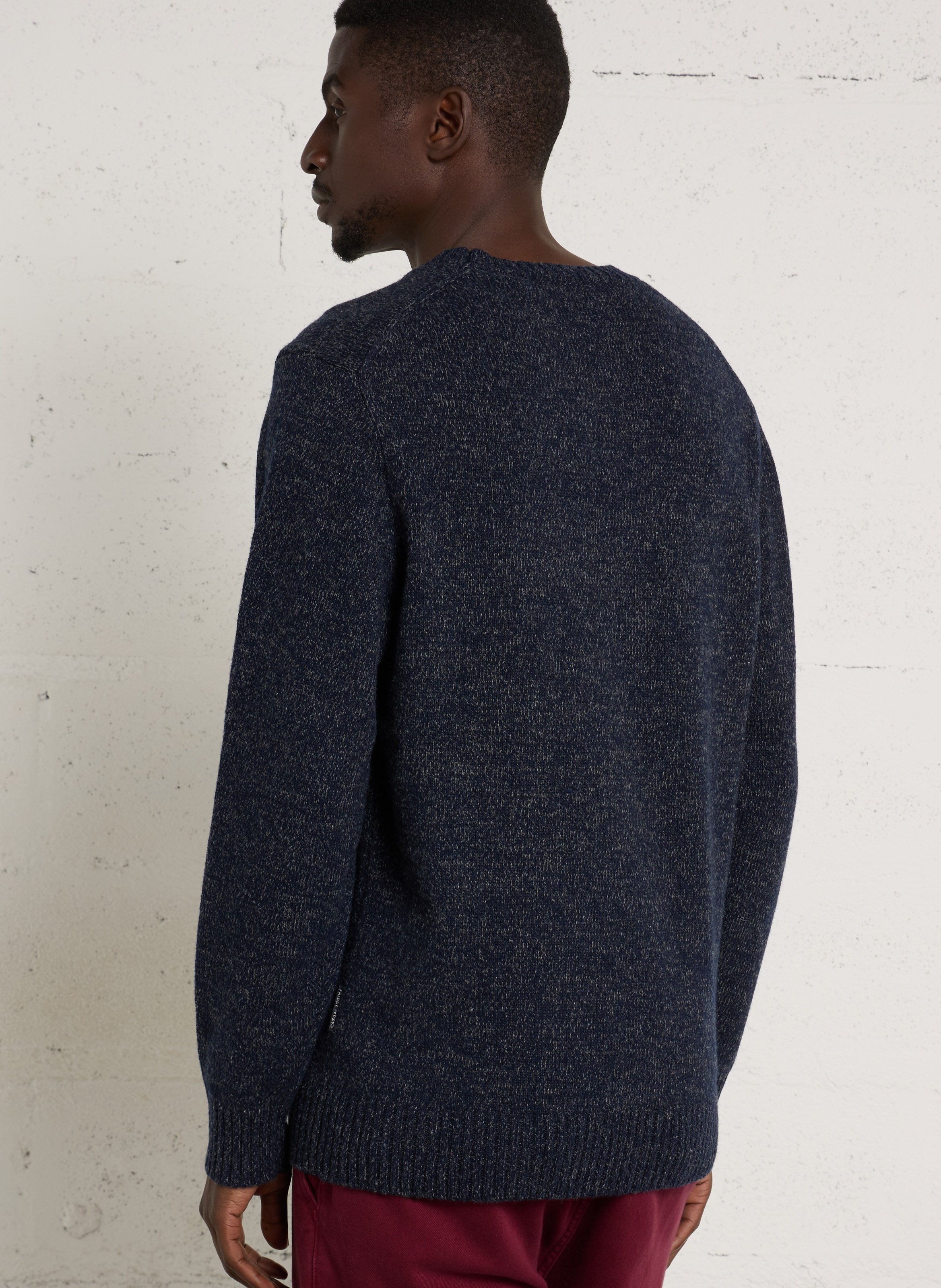 Round-neck wool-blend straight-cut sweater CASUAL FRIDAY Blue
