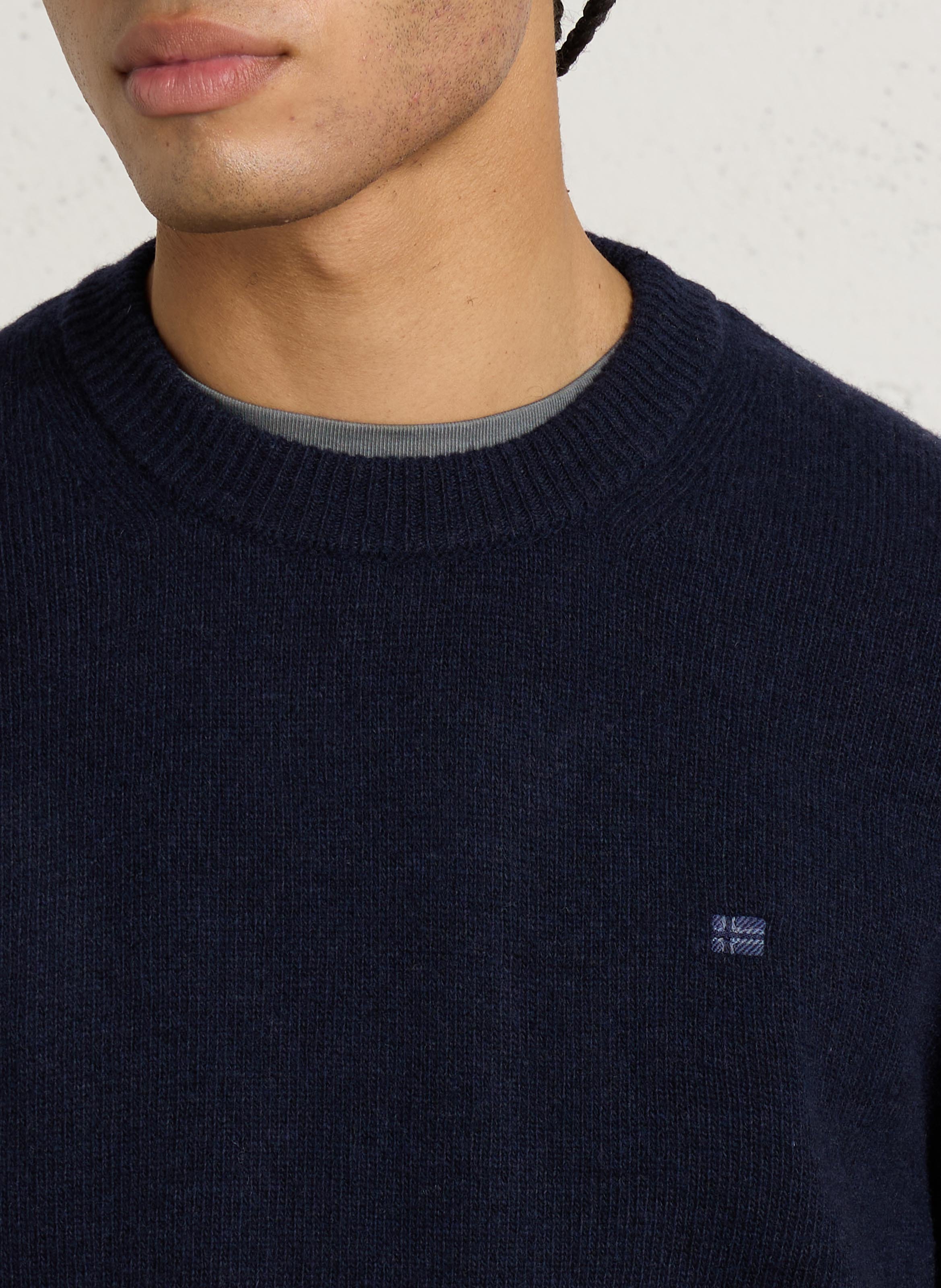 Pull droit en laine mélangée NAPAPIJRI Bleu