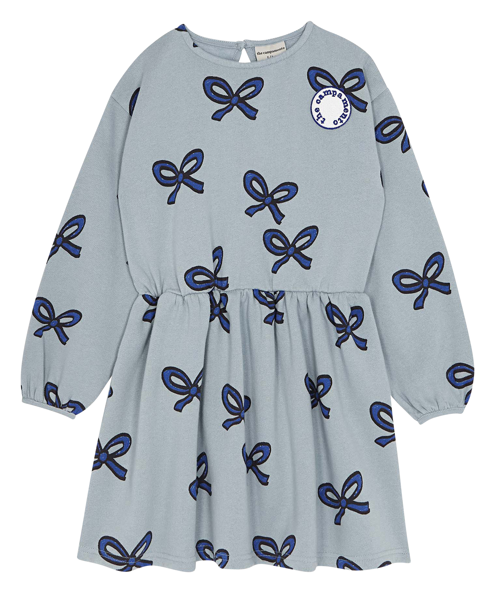 Robe courte col rond imprimée en coton  THE CAMPAMENTO Bleu