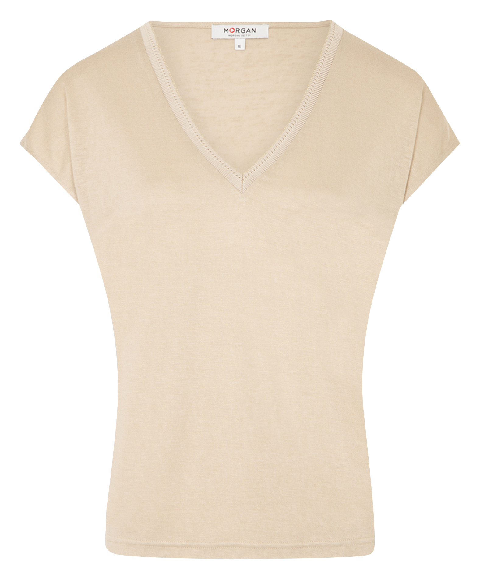Tee-shirt col V métallisé  MORGAN Beige