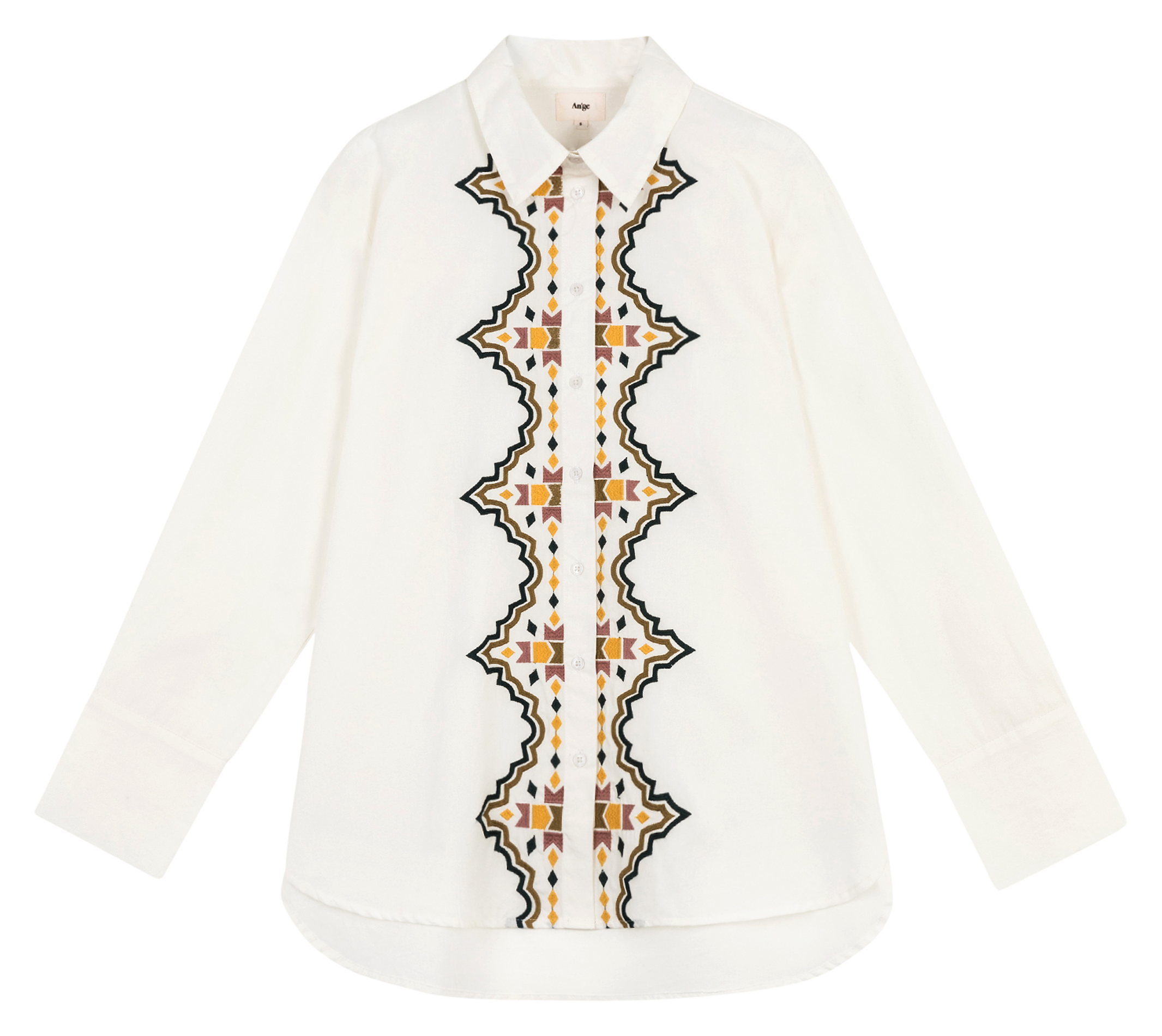 - Embroidered cotton shirt AN'GE Beige