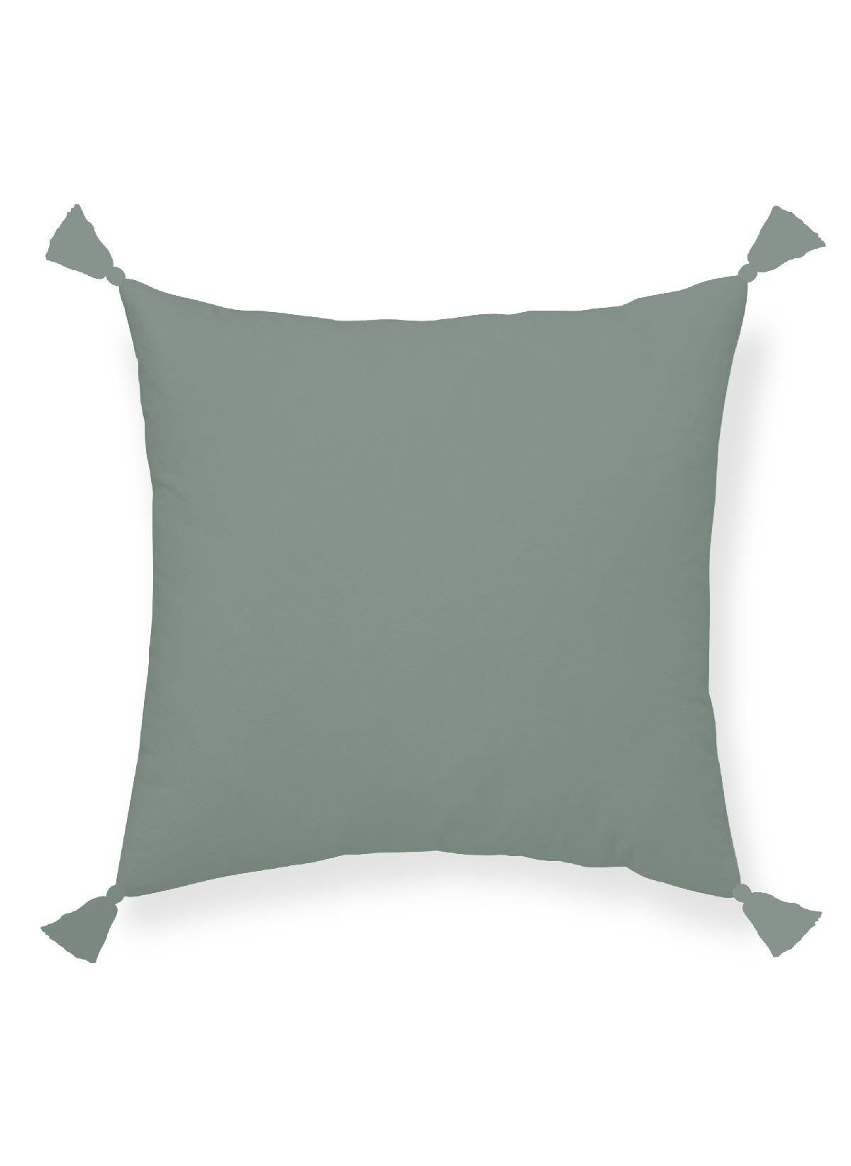 Removable pom-pom cushion in cotton gauze TODAY LINGE DE MAISON Green
