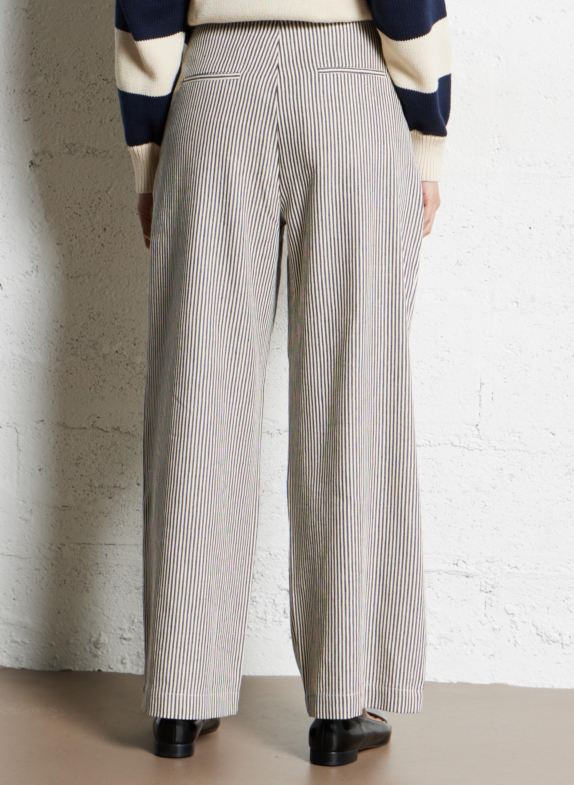 Gestreepte broek met hoge taille THE NEW SOCIETY Blauw