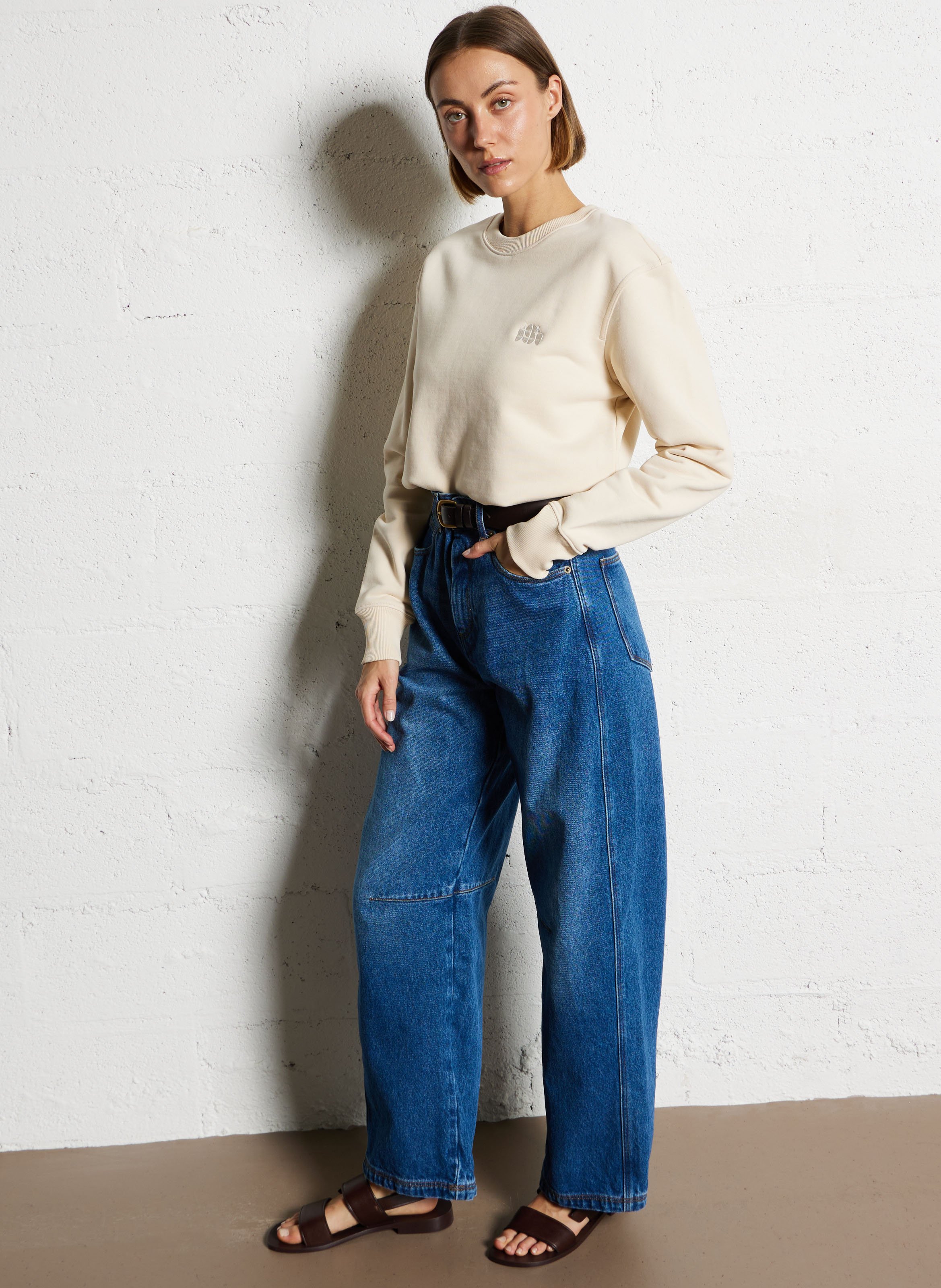 Weit geschnittene Jeans - aus Baumwolle SOEUR Blau