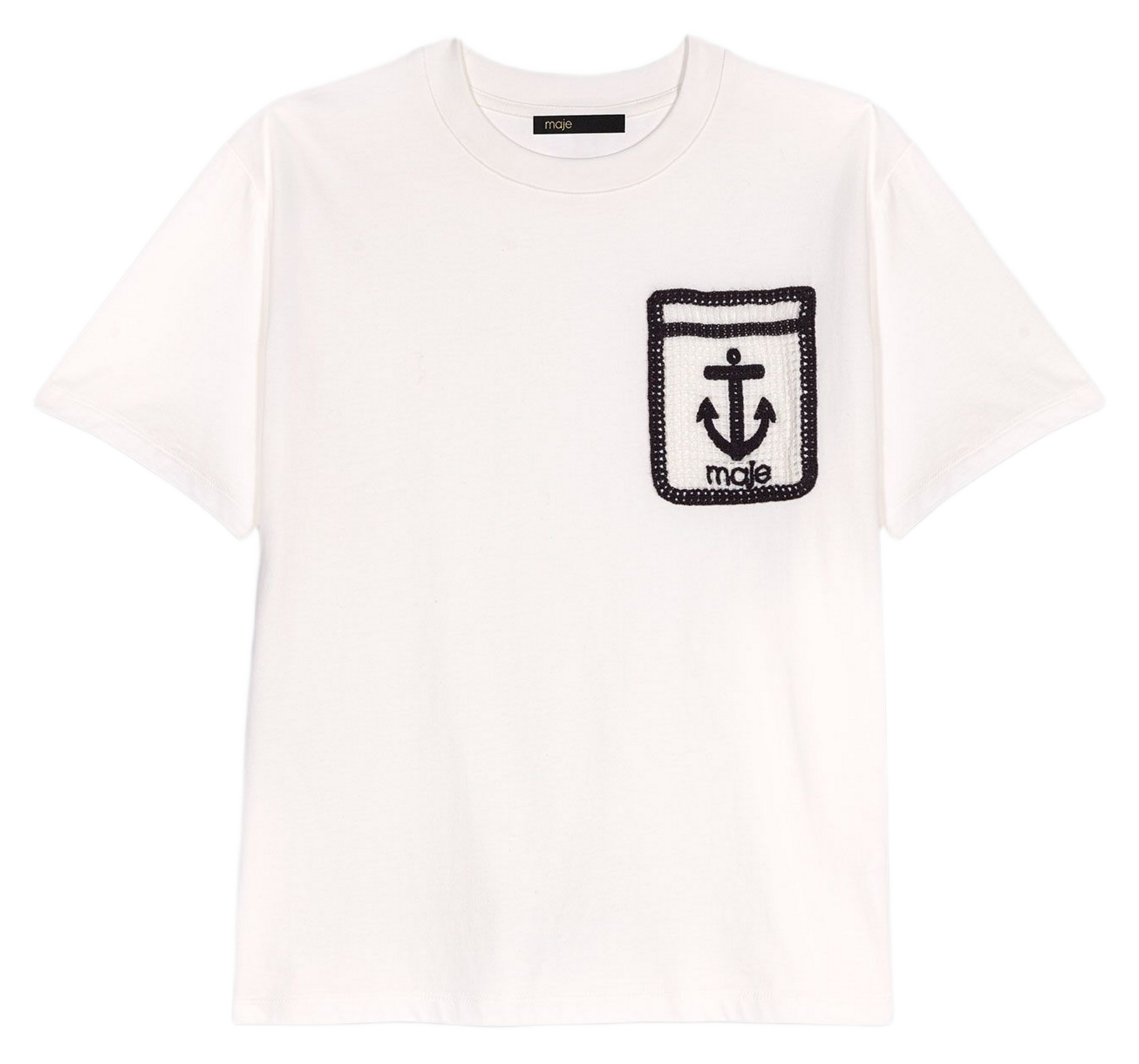 Tee-shirt col rond en coton MAJE Blanc