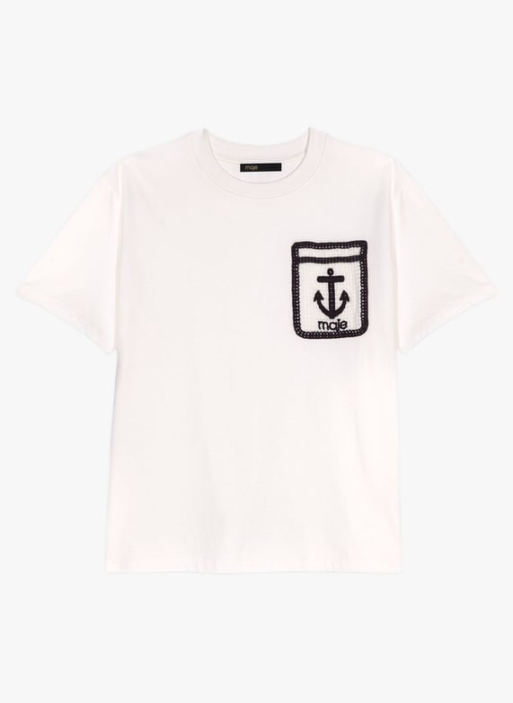 T-shirt en lin bordeaux - Maje - Vêtements T-shirt en lin bordeaux - Maje - Vêtements