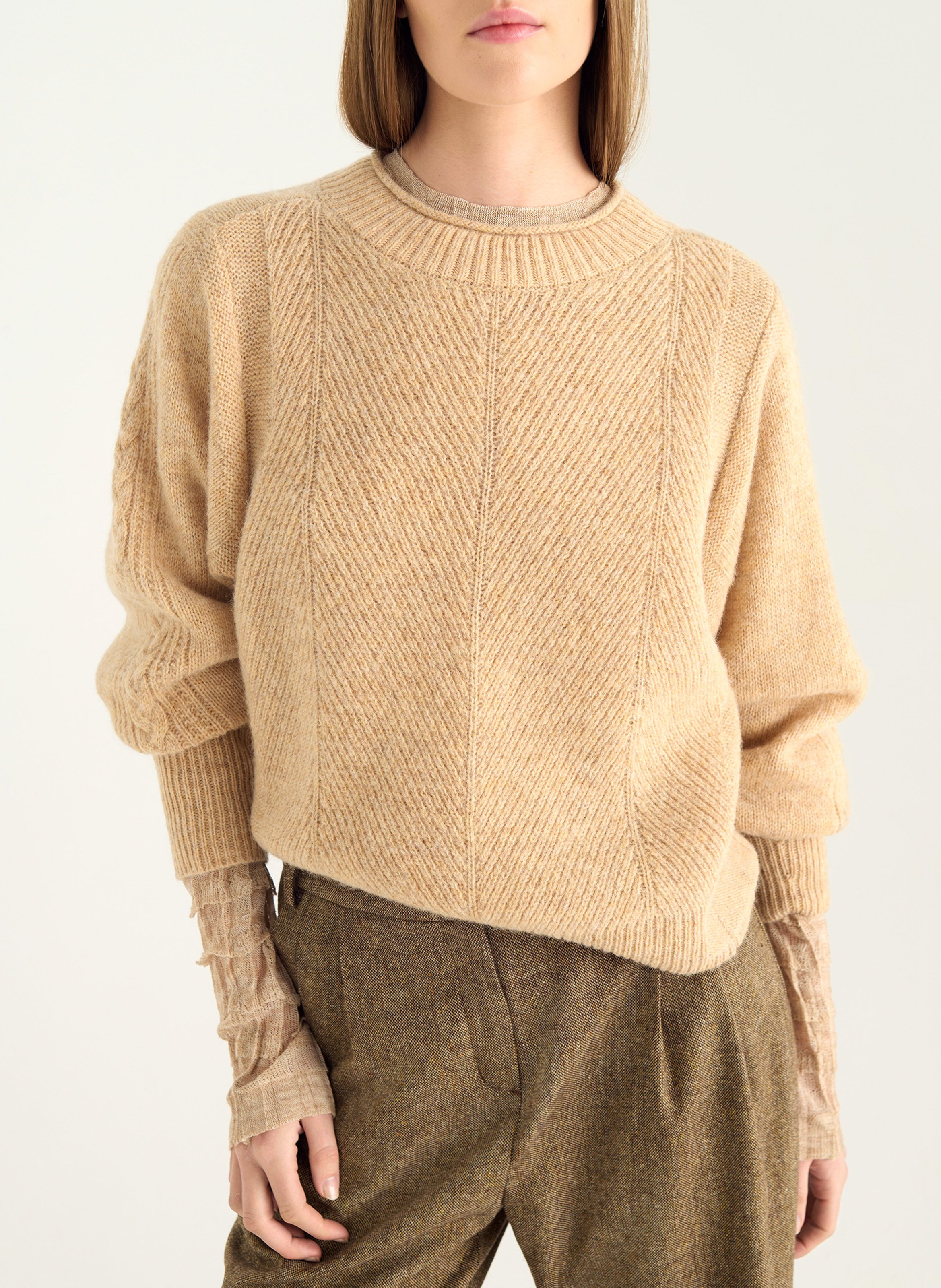 Pull droit col rond en laine COTELAC Blanc