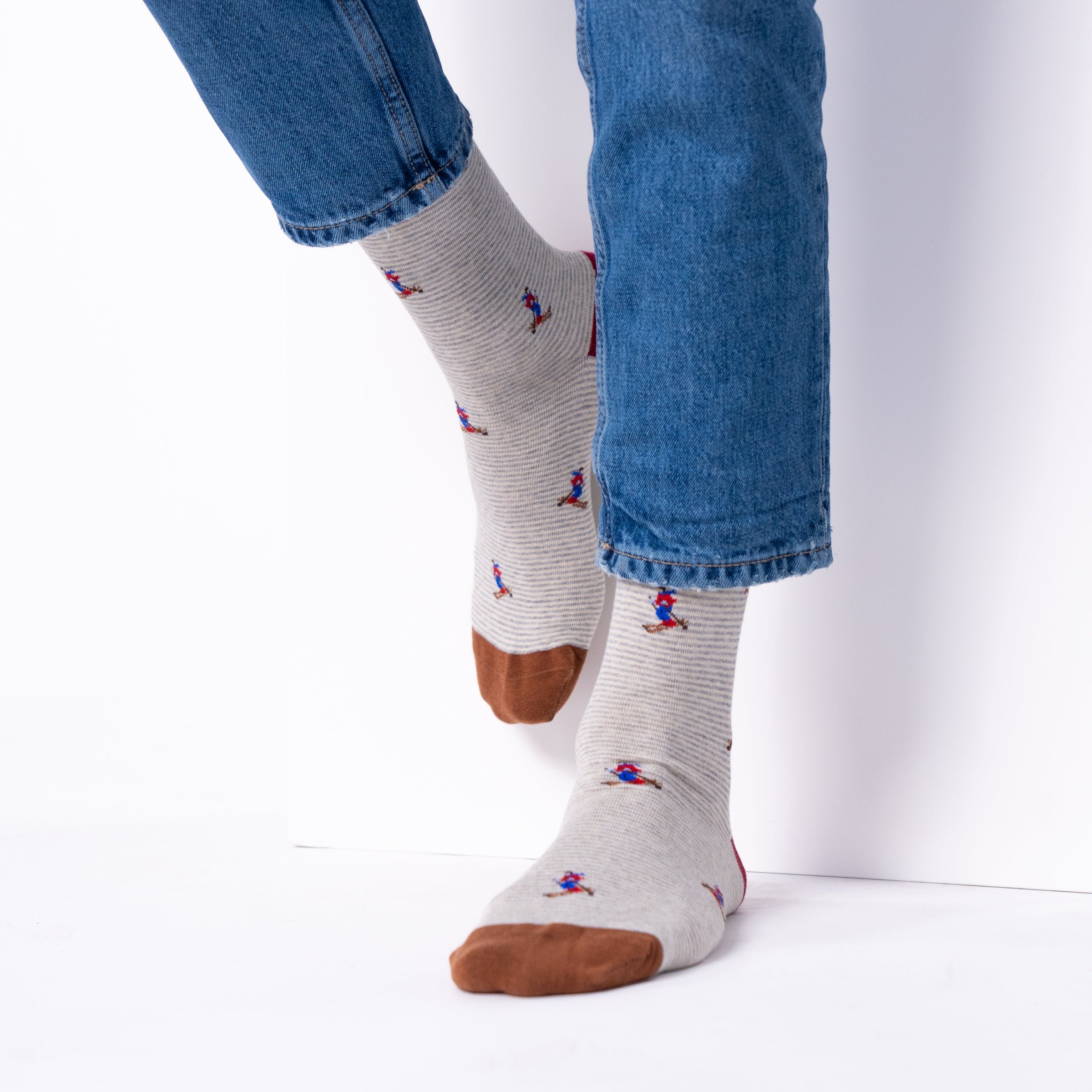 Combed cotton socks with patterns BILLYBELT Grey