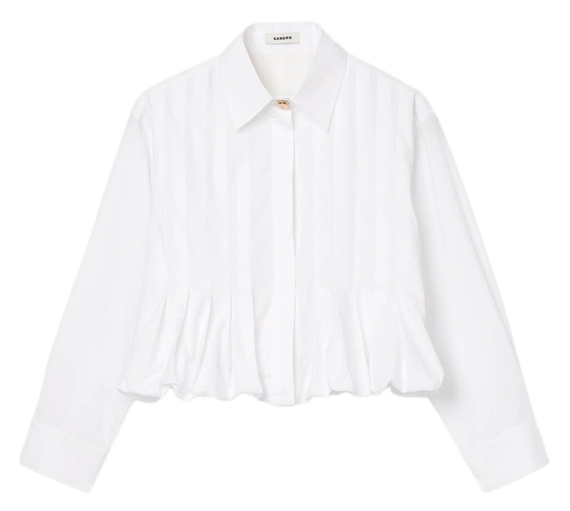 Chemise col classique manches contrastantes en coton SANDRO White