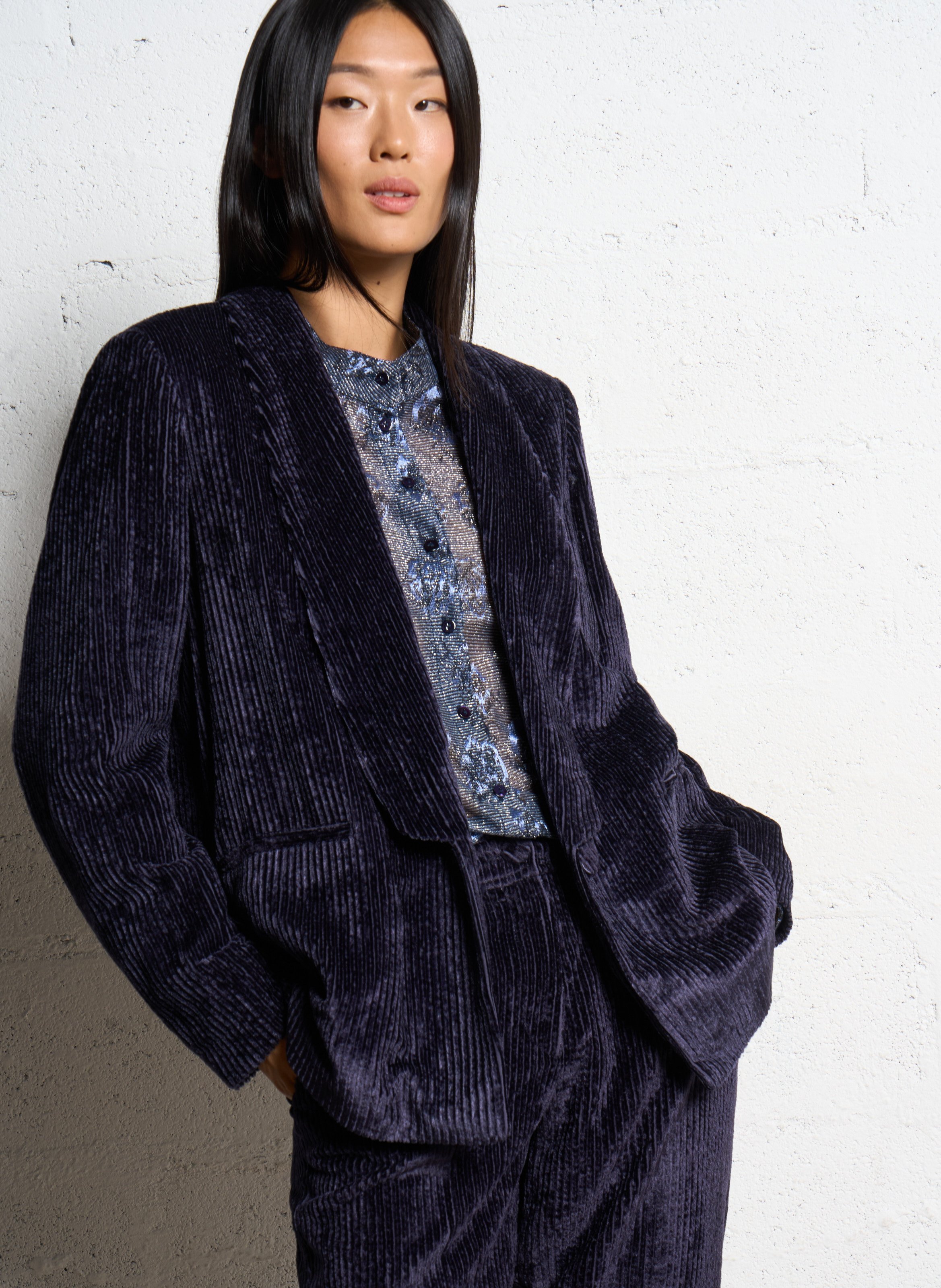 Veste droite en velours côtelé MOMONI