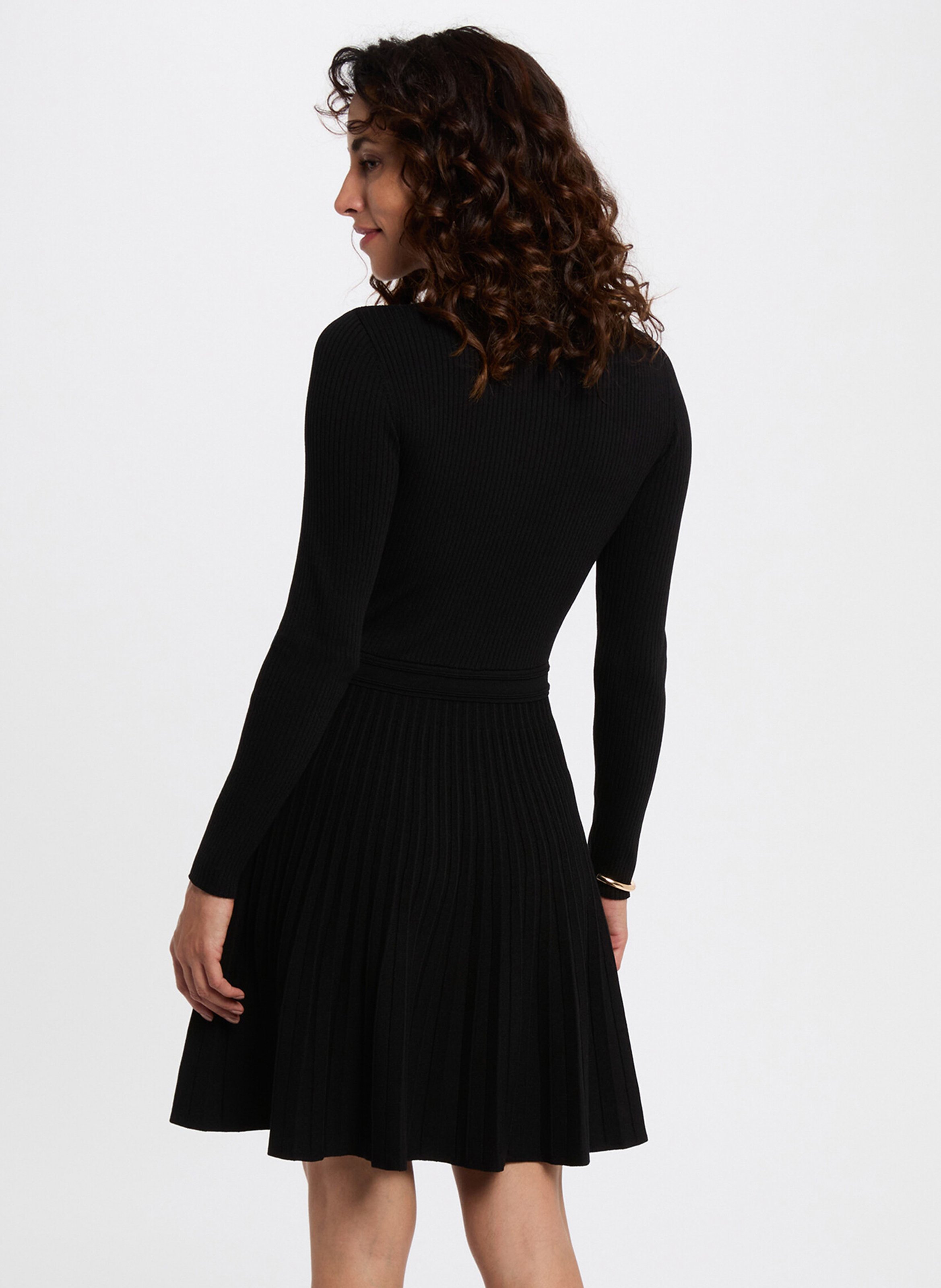 Round-neck knit midi dress MORGAN Black