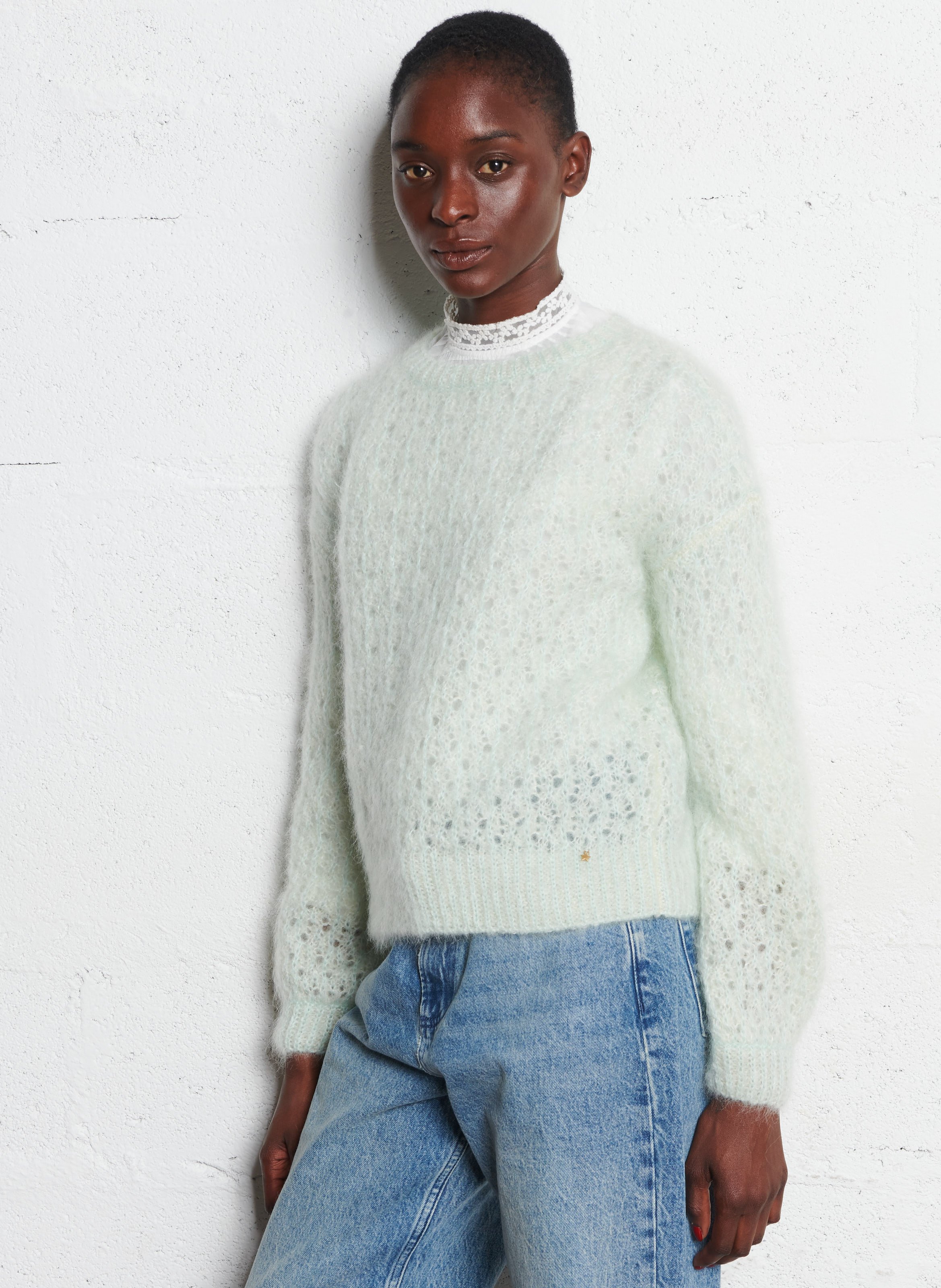 Caissa - Wollstrickpullover mit V-Ausschnitt und Details DES PETITS HAUTS