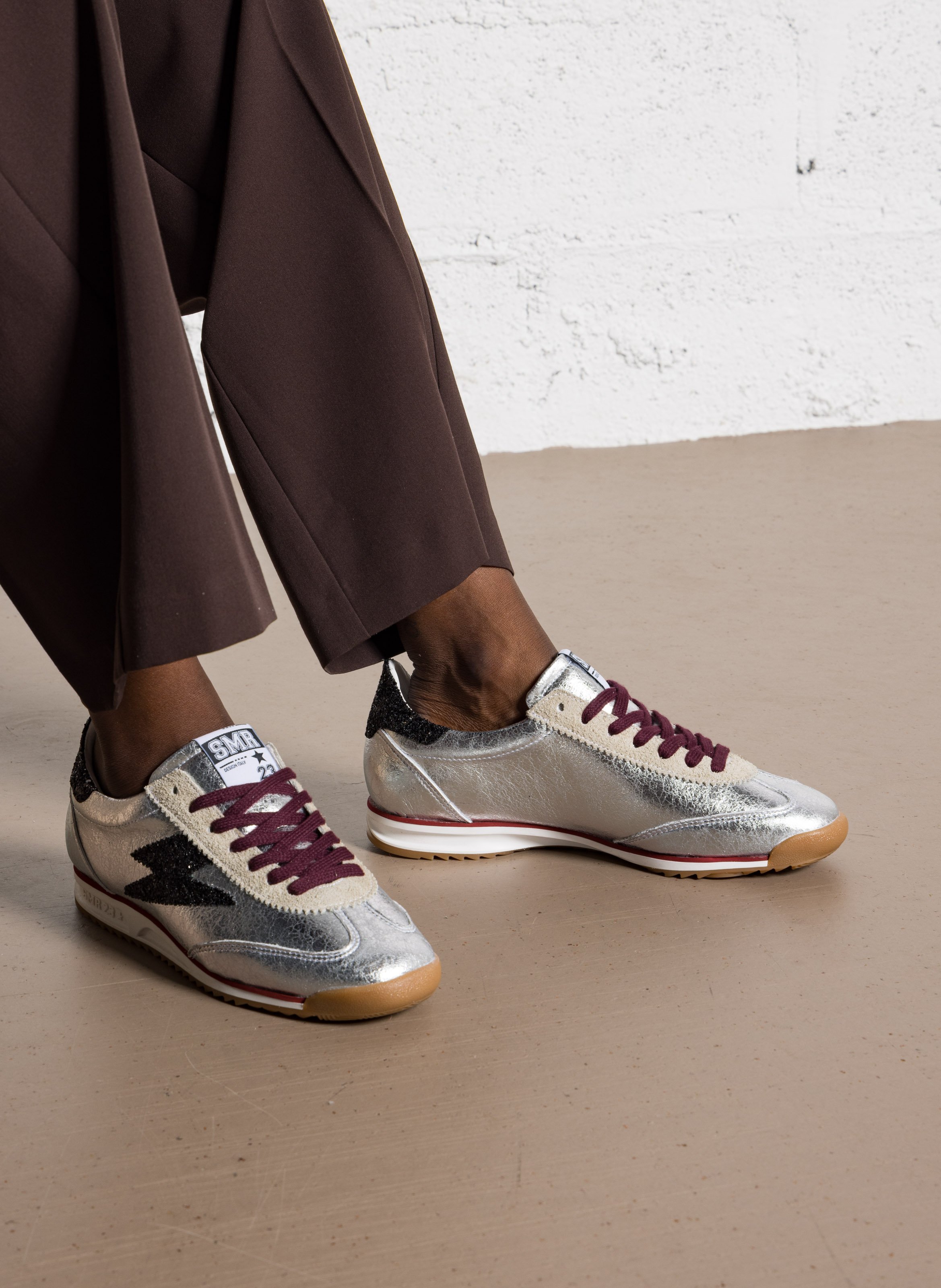 Baskets basses en cuir mélangé SEMERDJIAN - SMR Argent