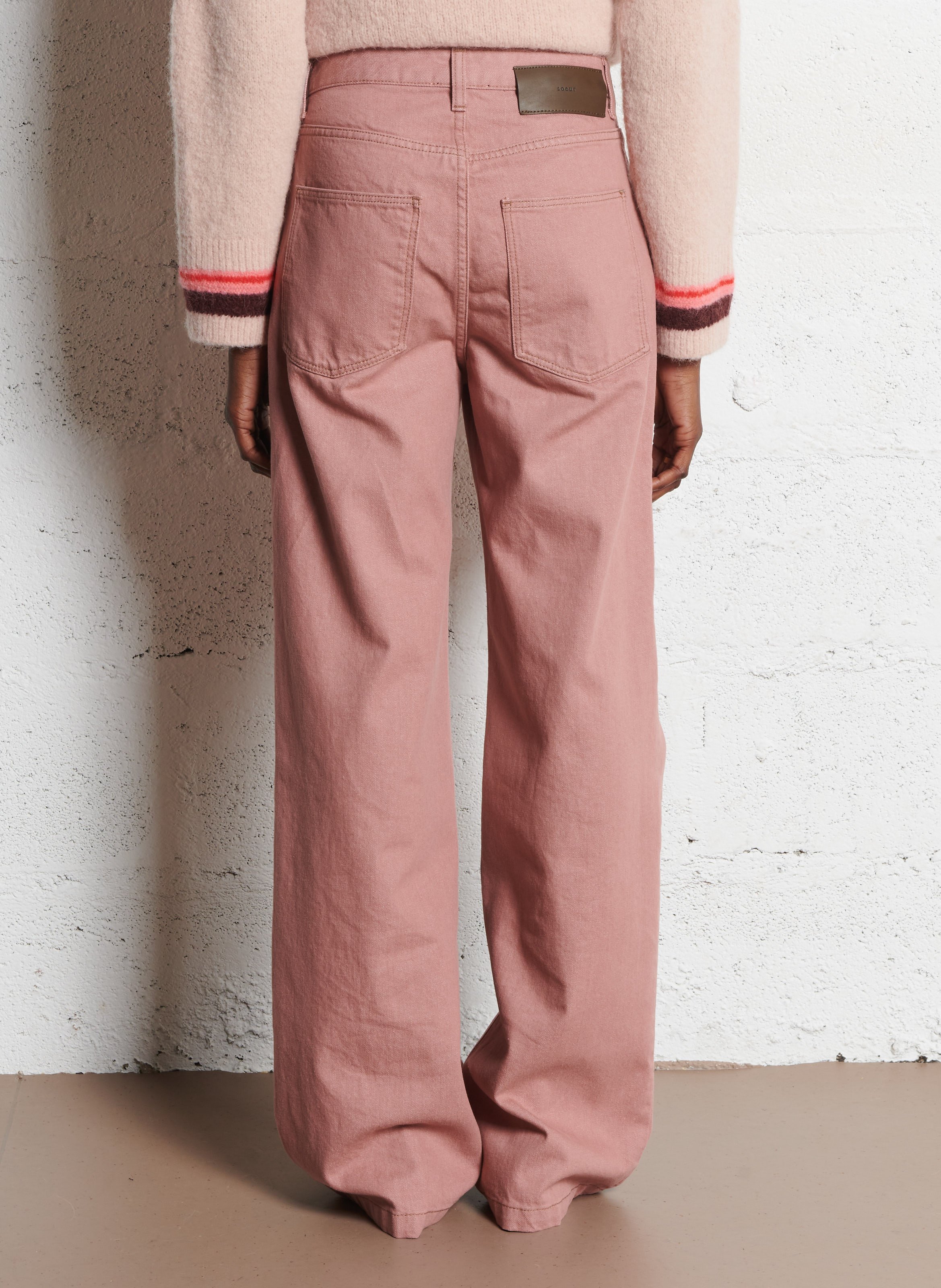 Jean droit uni en coton bio SOEUR Rose