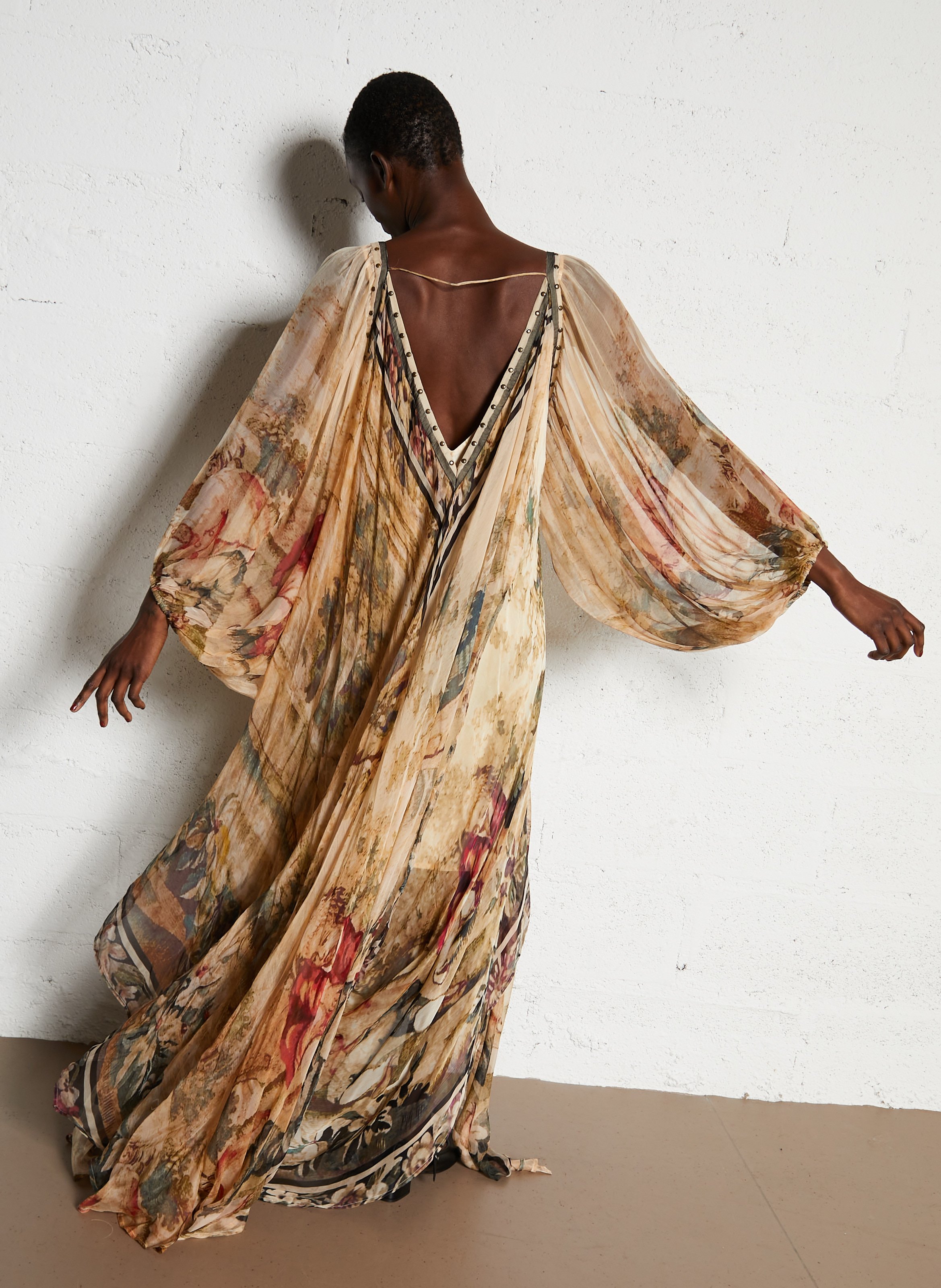 Robe longue col v imprimée MES DEMOISELLES Multicolore