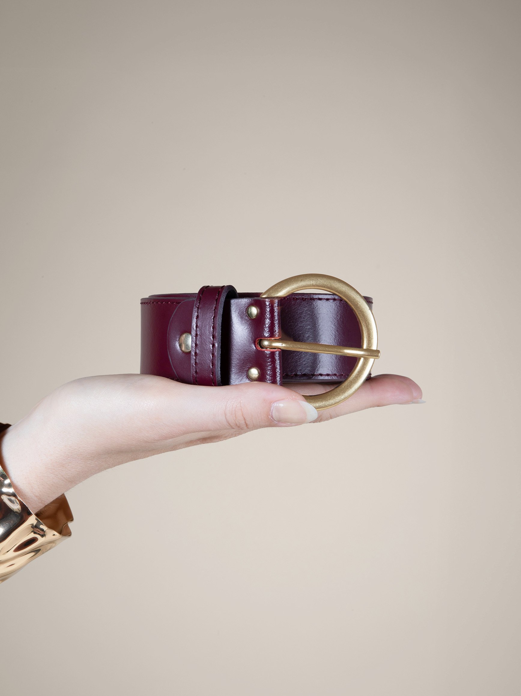 Smooth leather bohemian belt JULES & JENN Red