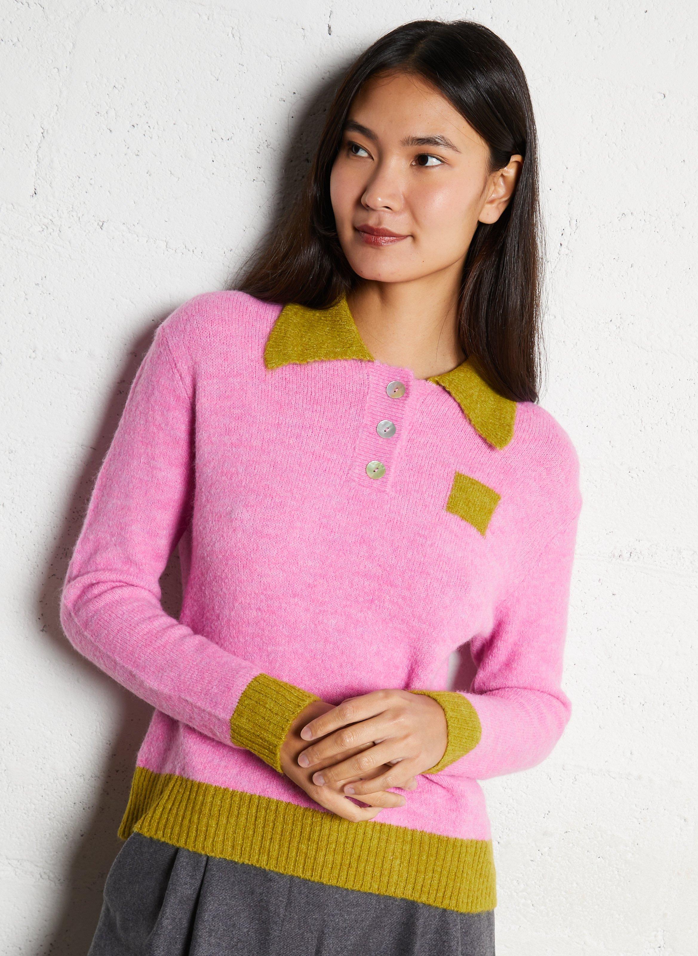 Pull droit col classique  DR BLOOM Rose