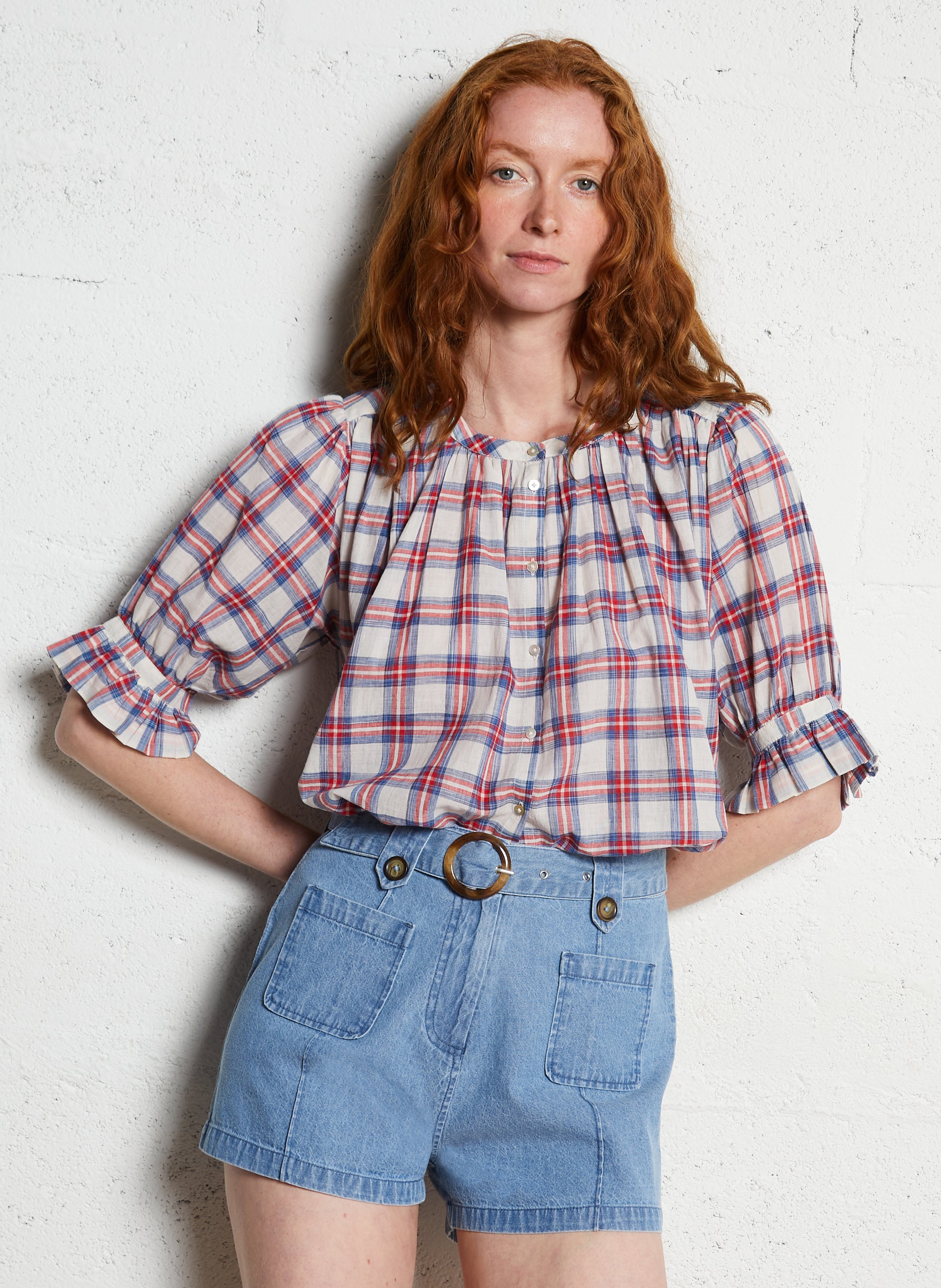 Babe denim high-waisted shorts Blue