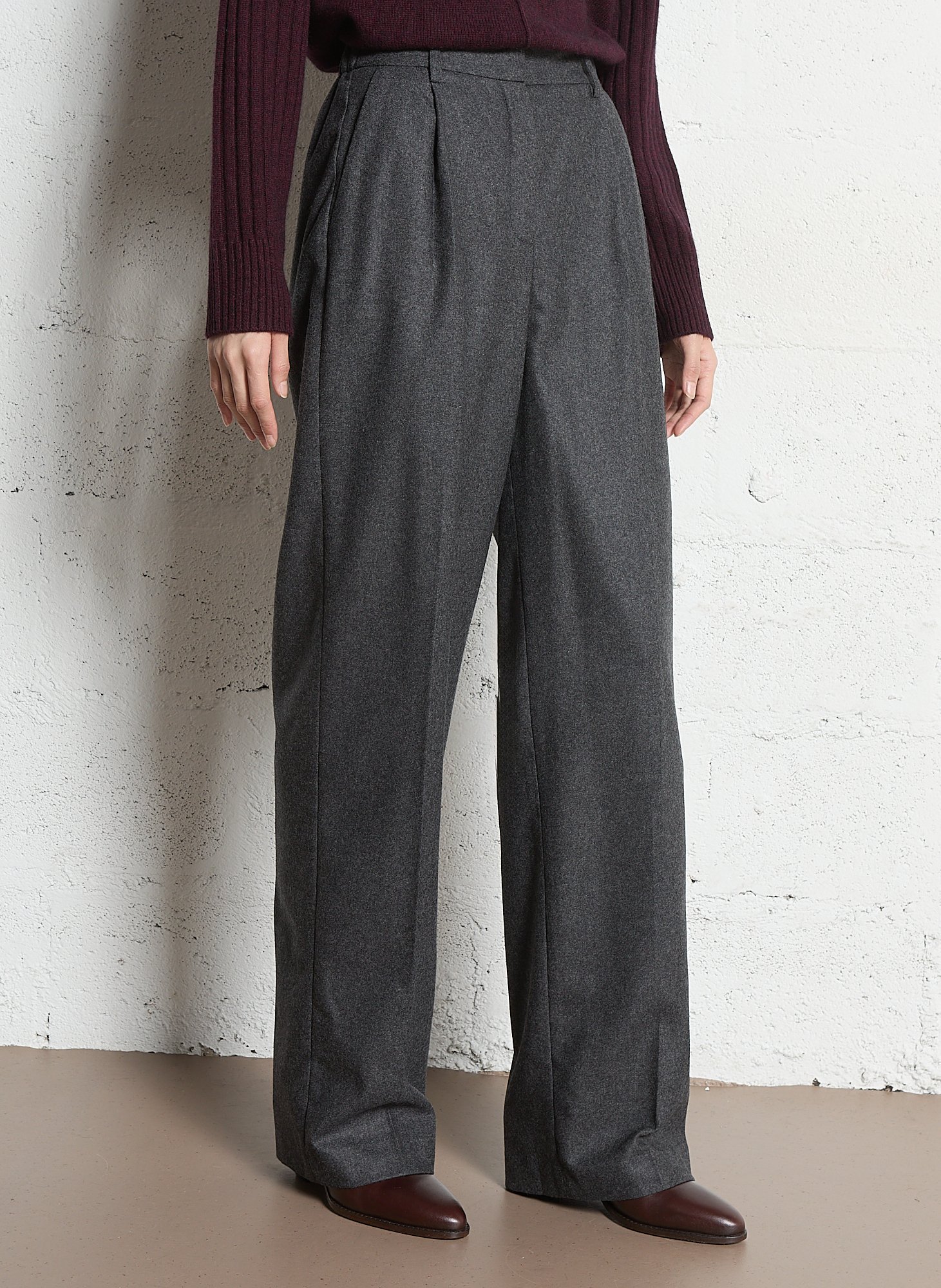 Straight wool trousers MAISON 123 Grey