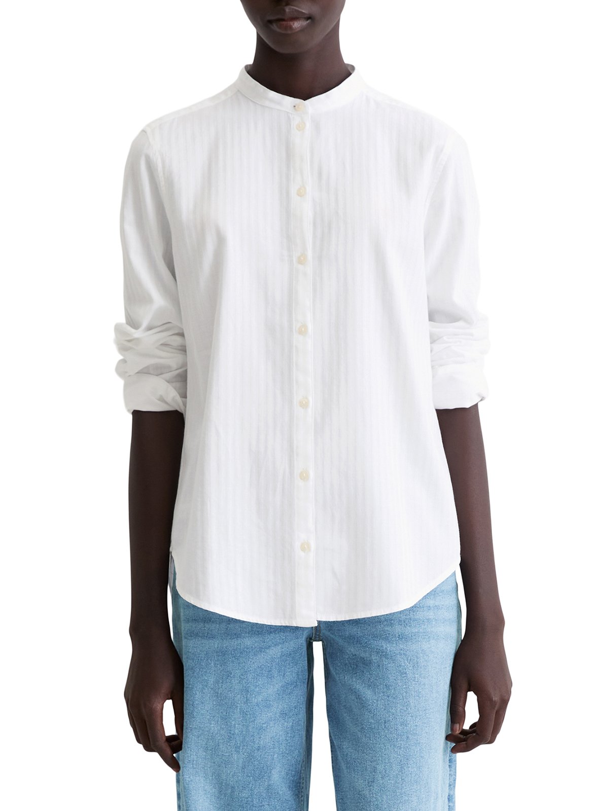 Oversized round neck cotton shirt MARC O'POLO White