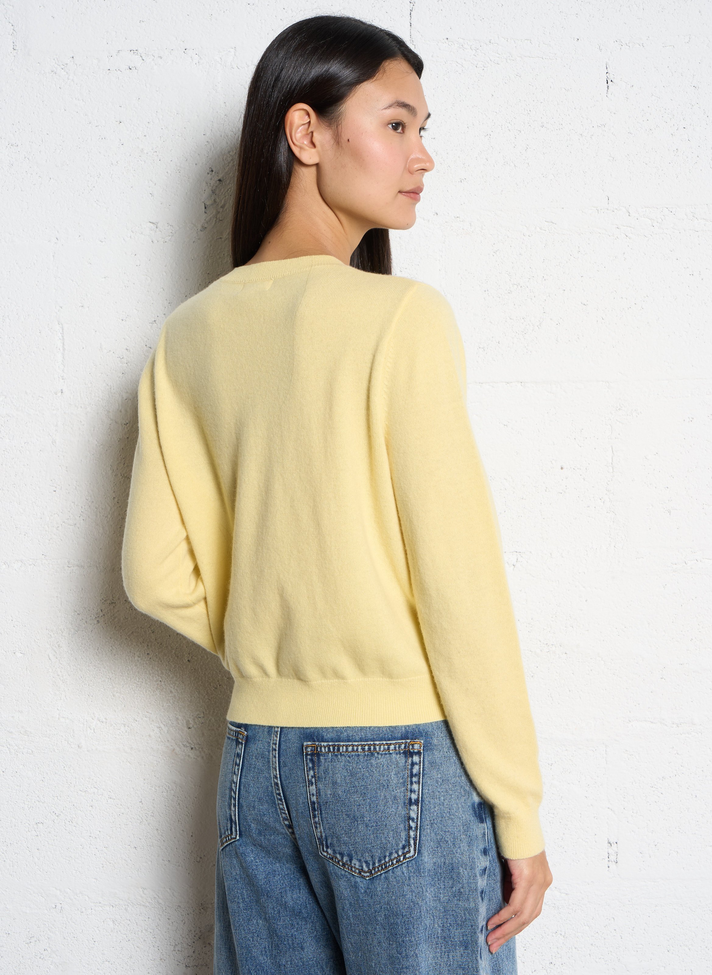 Gilet uni droit boutonné en laine SUNCOO Jaune