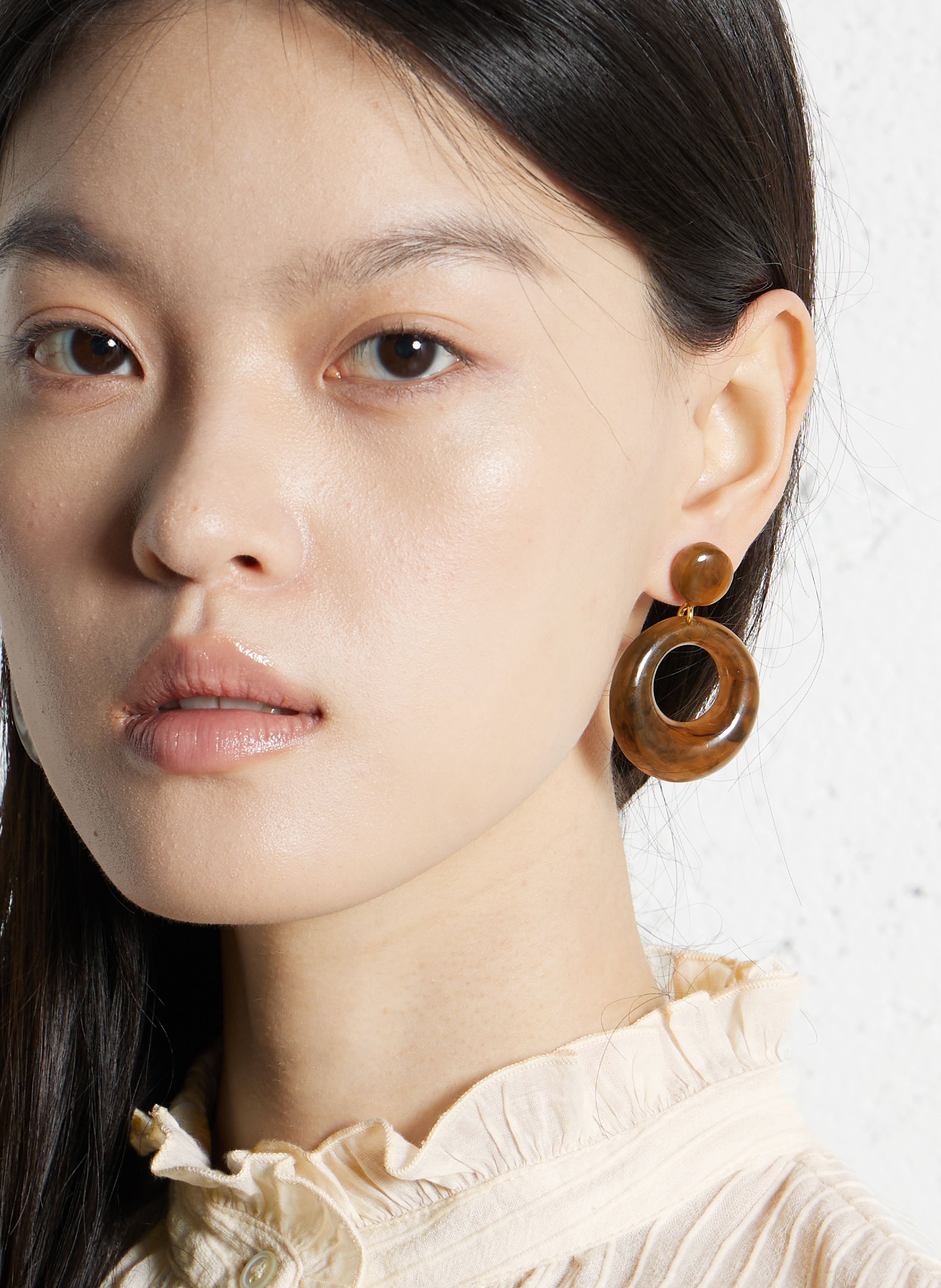 Pendientes redondos FEEKA Marron