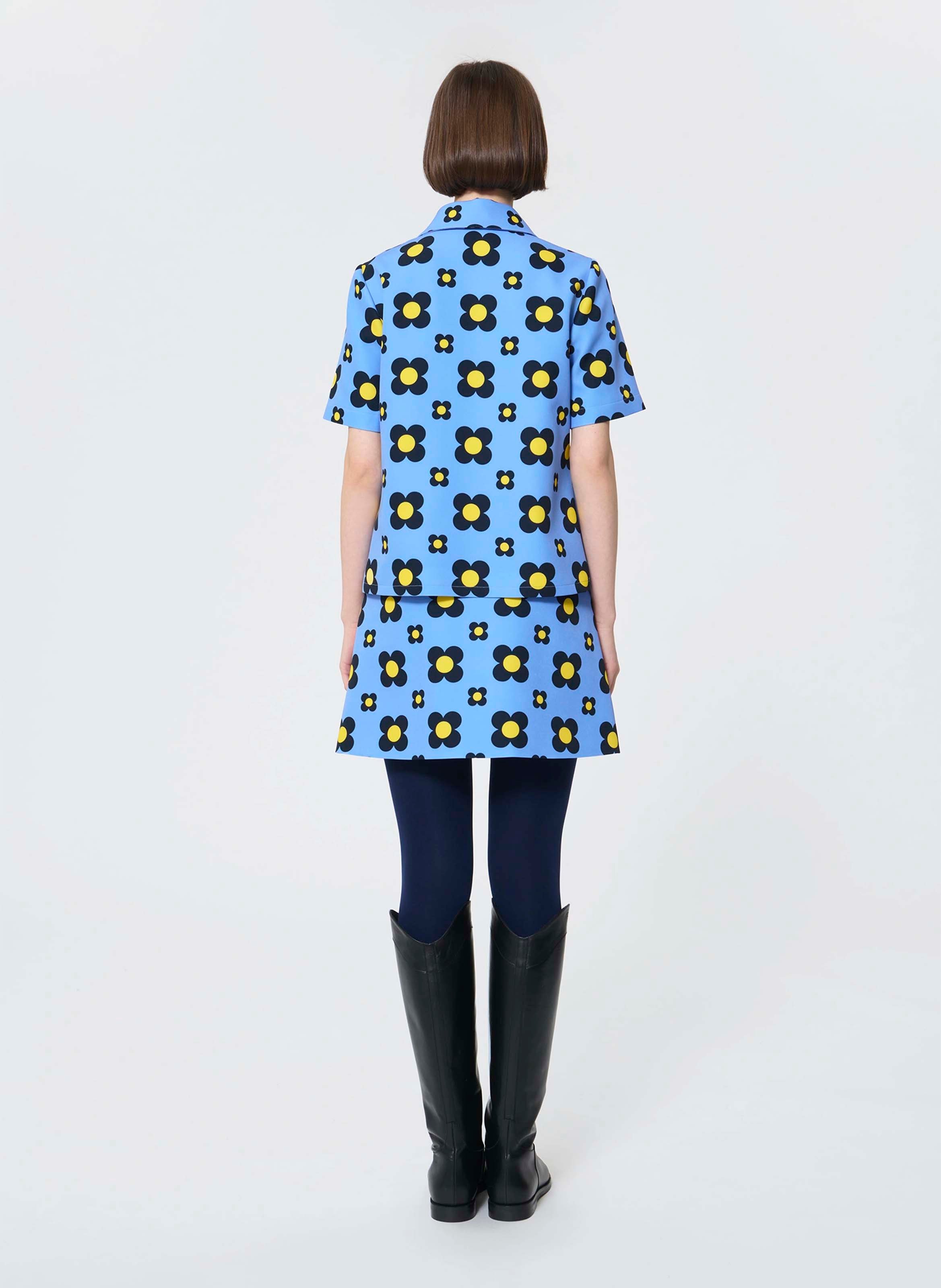 Top imprimée col classique TARA JARMON Bleu