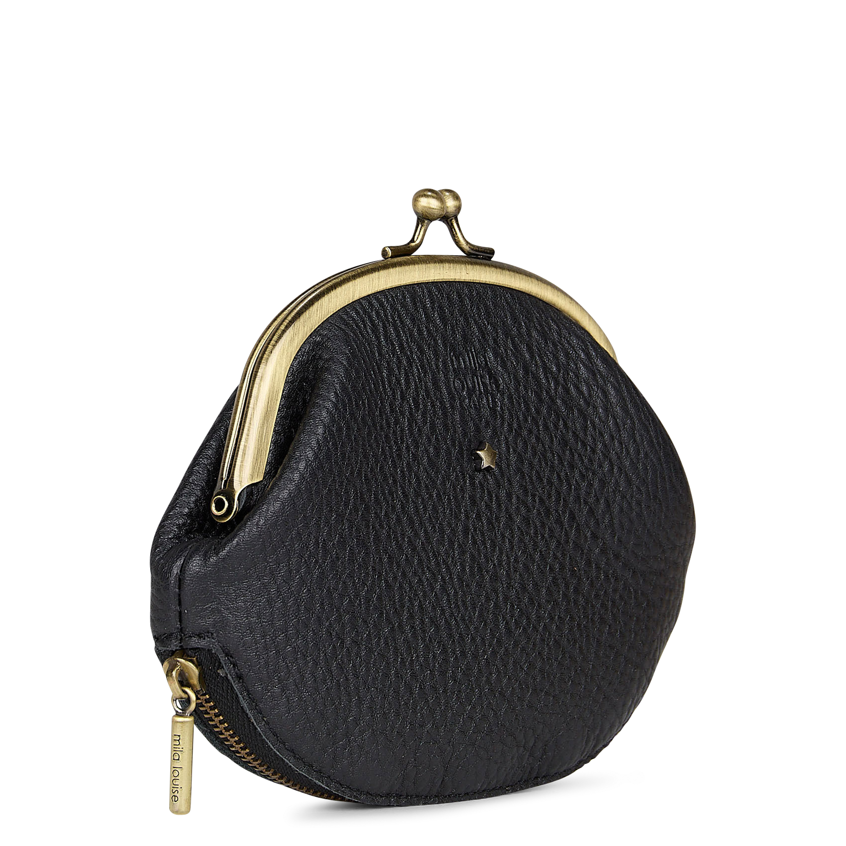 Porte-monnaie en cuir MILA LOUISE Noir